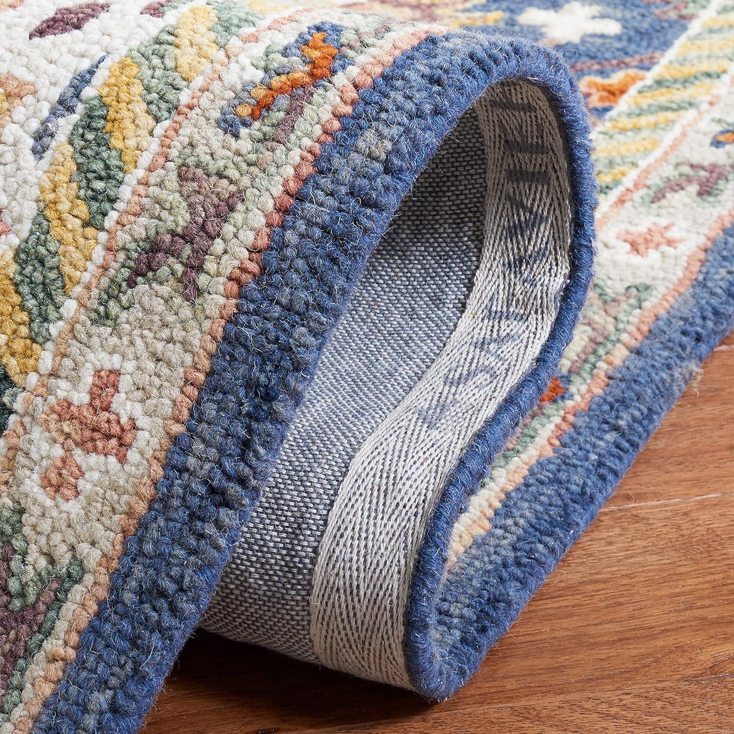 Aspen W/ Tassels APN123 Hand Tufted Indoor Runner Rug - Blue/Rust - 2'3"x9' - Safavieh