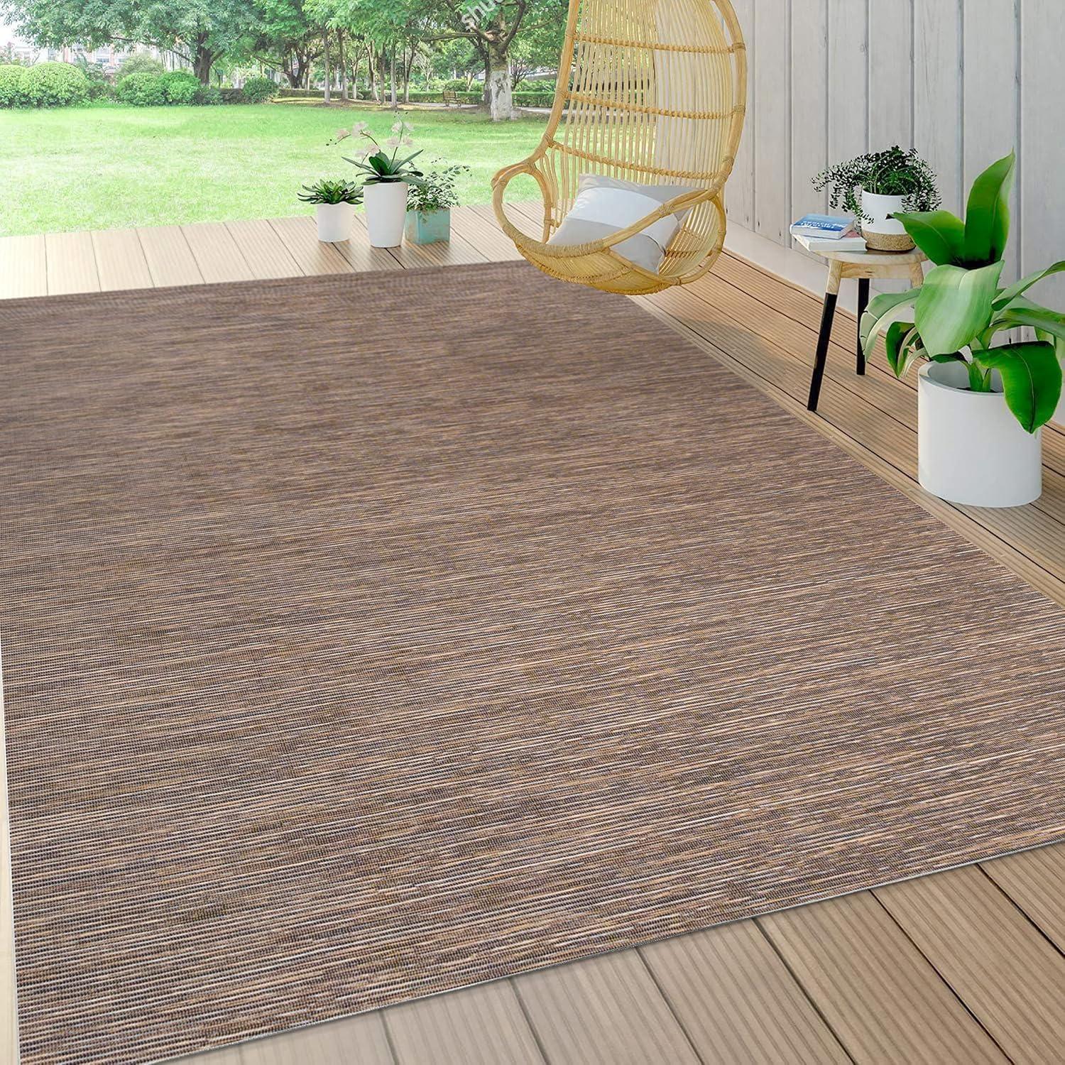 8'x10' Ethan Modern Flatweave Solid  Area Rug, Brown - JONATHAN Y