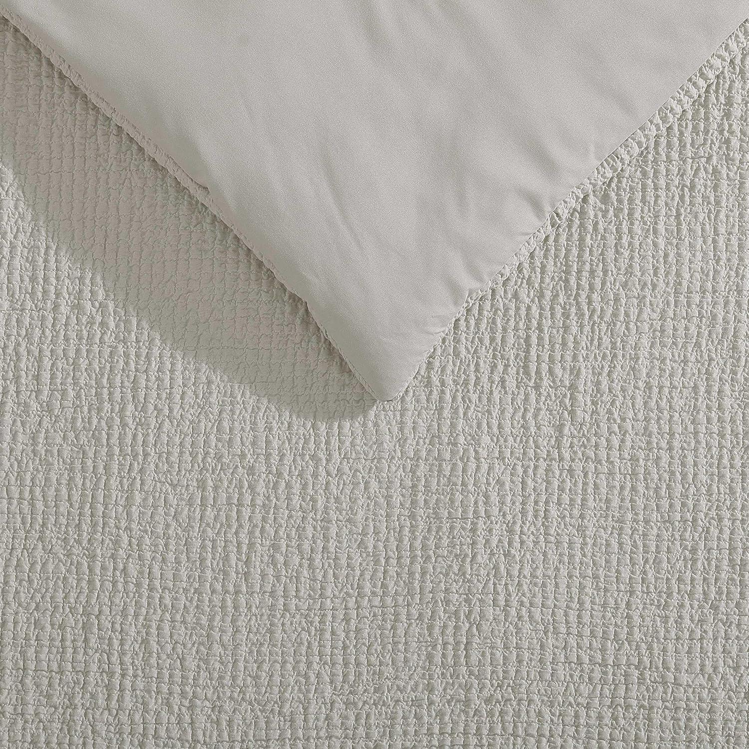 Vera Wang Puckered Texture Cotton Grey Duvet Cover Set | Wayfair