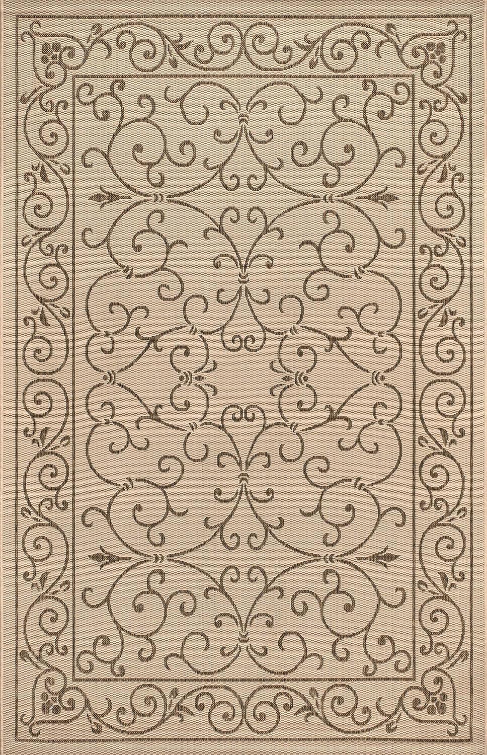 Charleston Vintage Filigree Textured Weave Indoor/Outdoor Area Rug  - JONATHAN Y