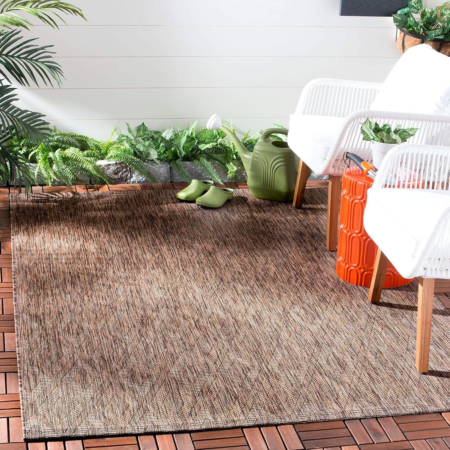 Courtyard CY8522 Power Loomed Indoor and Outdoor Area Rug - Brown/Brown - 6'7"x9'6" - Safavieh