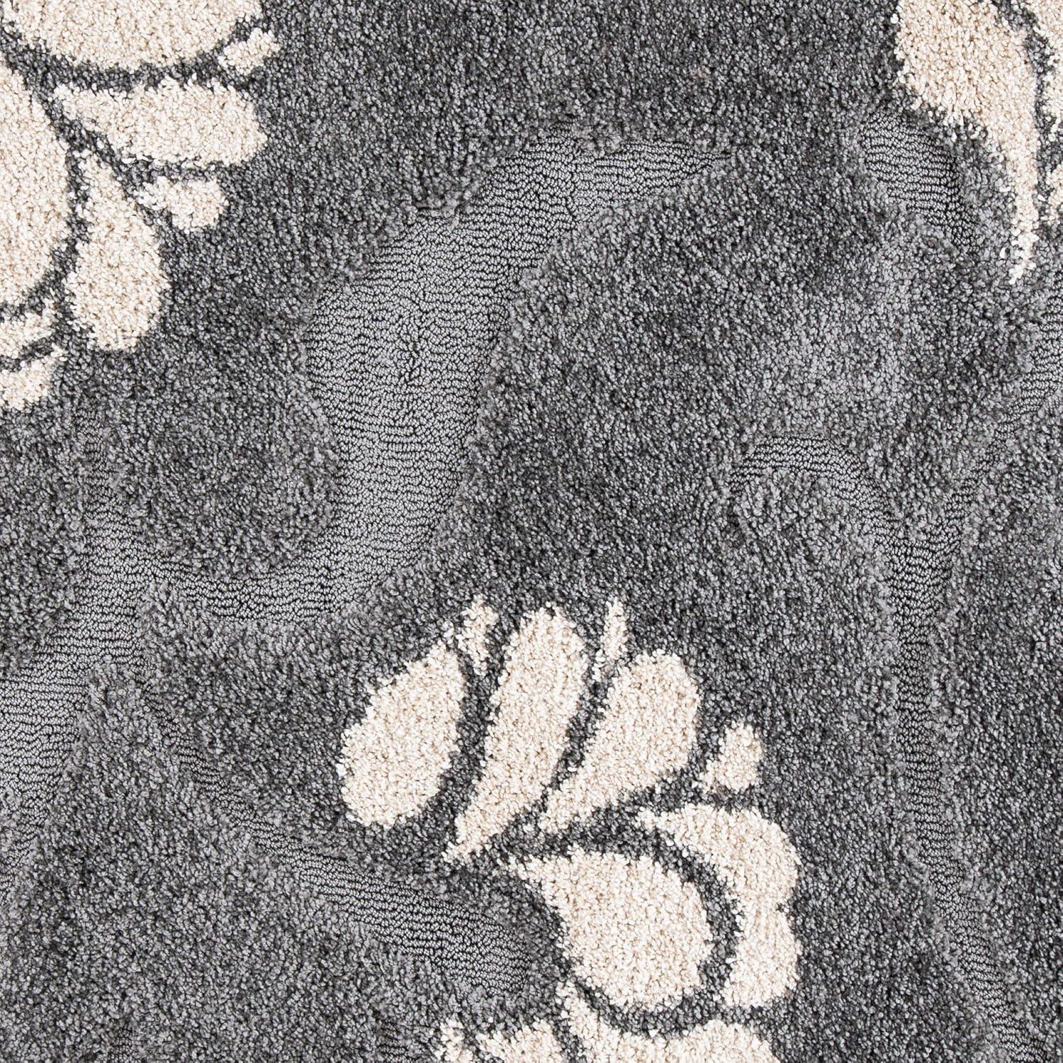 Florida Shag SG459 Power Loomed Indoor Area Rug - Smoke/Beige - 6'7" Round - Safavieh