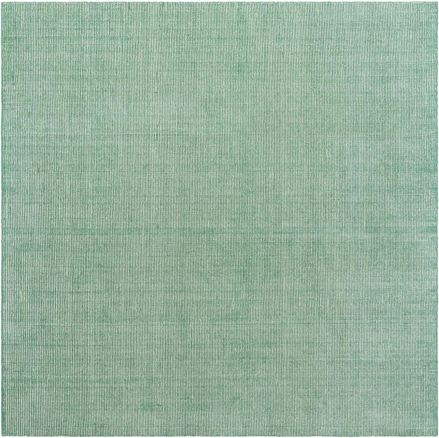 Hand-Knotted Green Wool Square Indoor Area Rug