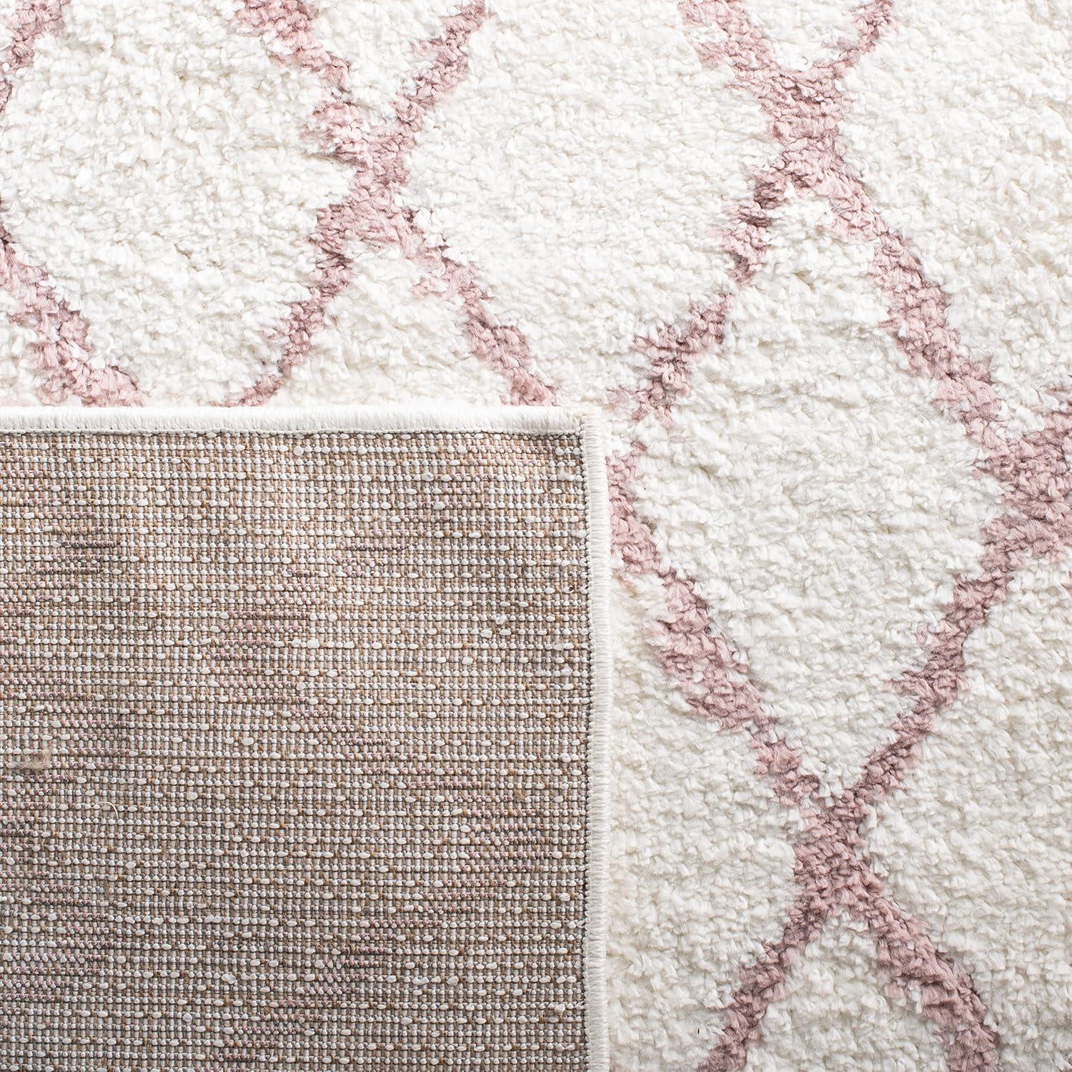 Berber Shag BER165 Power Loomed Indoor Area Rug - Ivory/Light Rose - 4'x6' - Safavieh