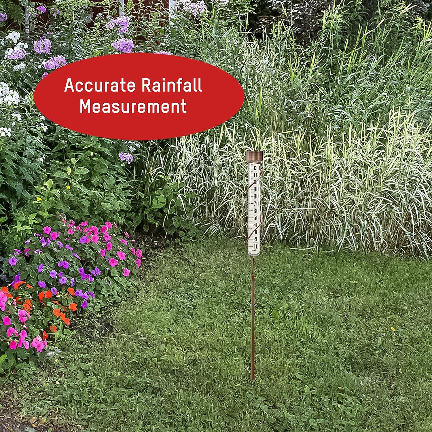 Taylor Taylor Heritage Collection Glass Rain Gauge, 5 Inch Capacity, Bronze