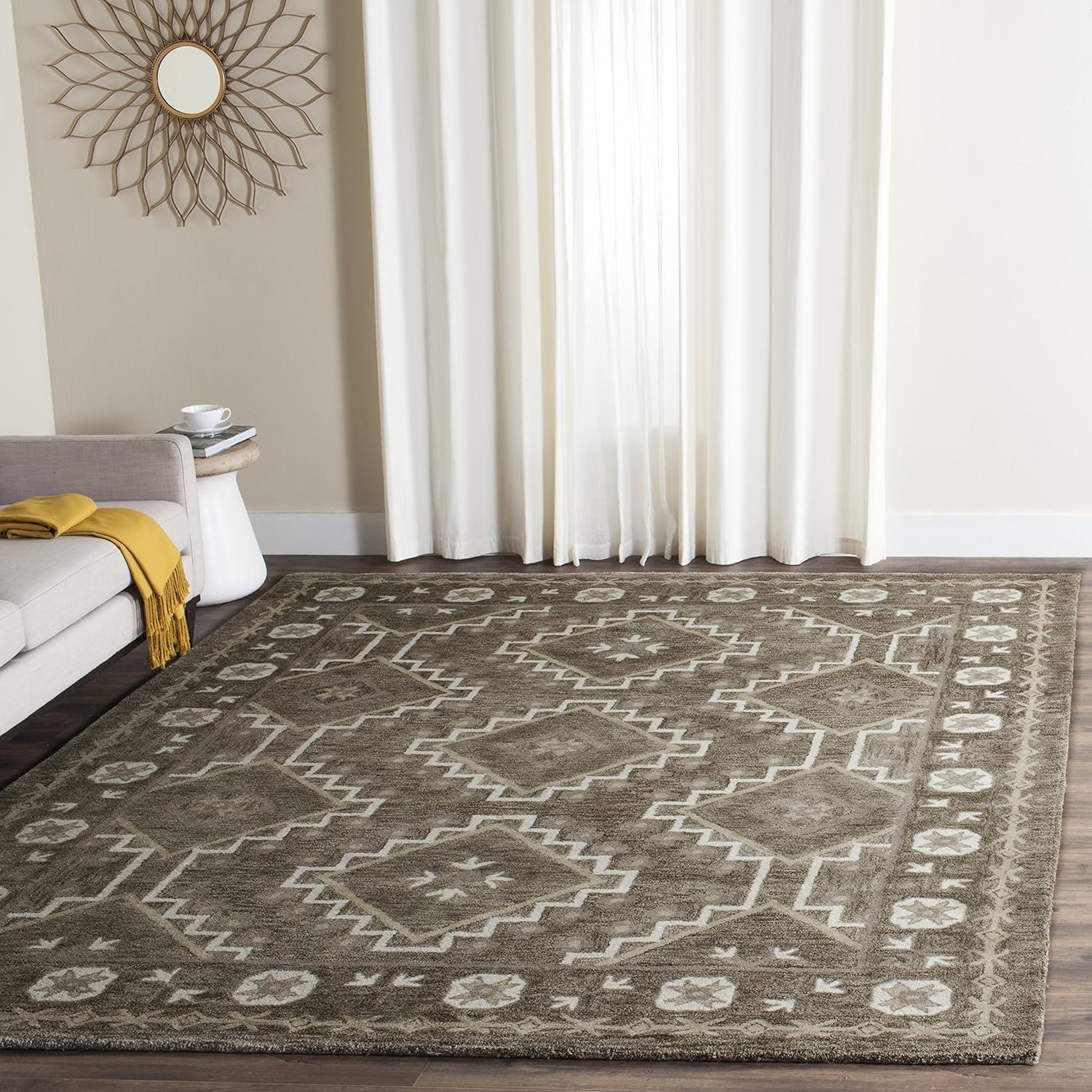 Bella BEL672 Hand Tufted Area Rug - Brown/Taupe - 5'x5' - Safavieh.