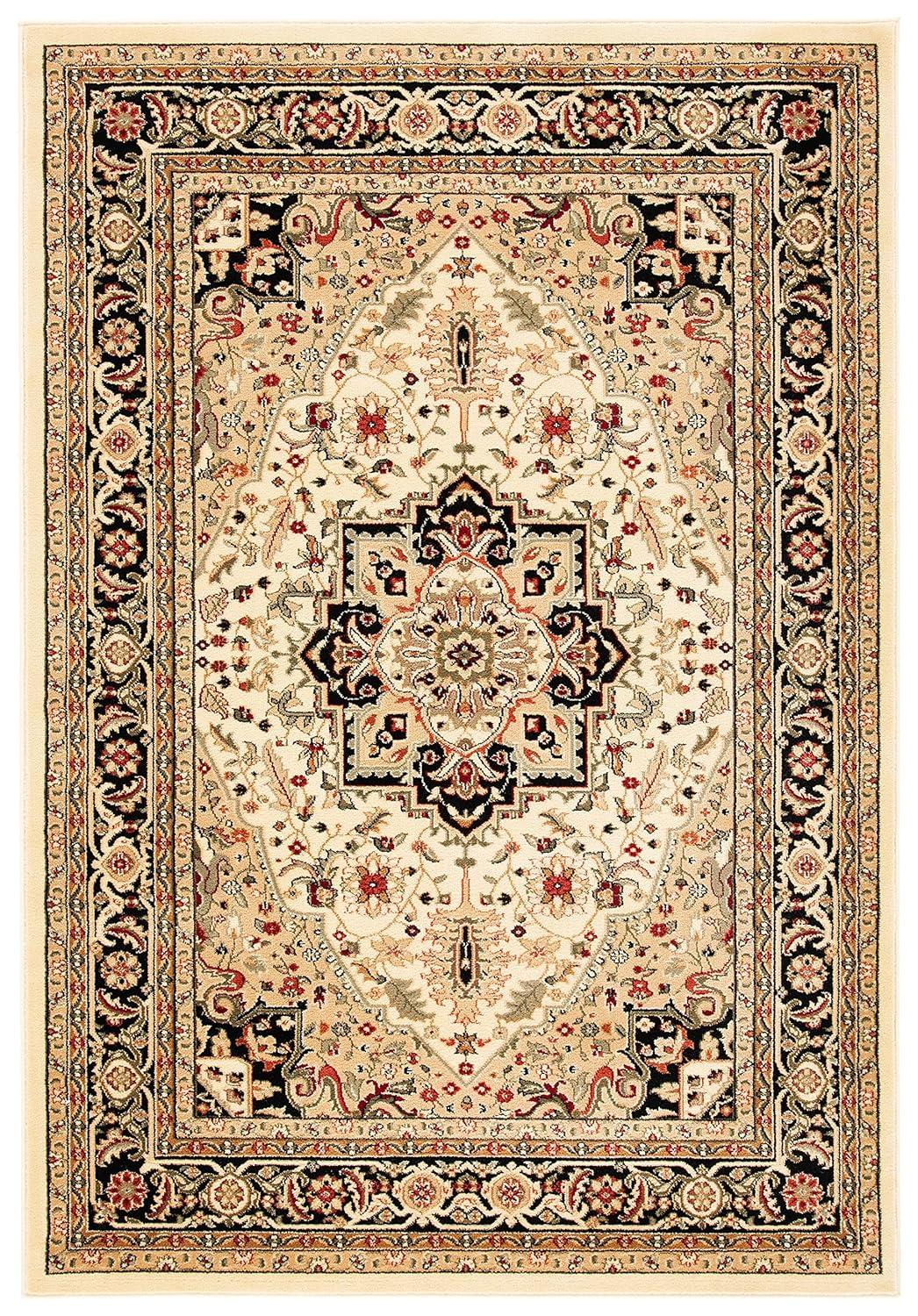 Lyndhurst Heriz LNH330 Power Loomed Area Rug - Beige/Black - 4'x6' - Safavieh