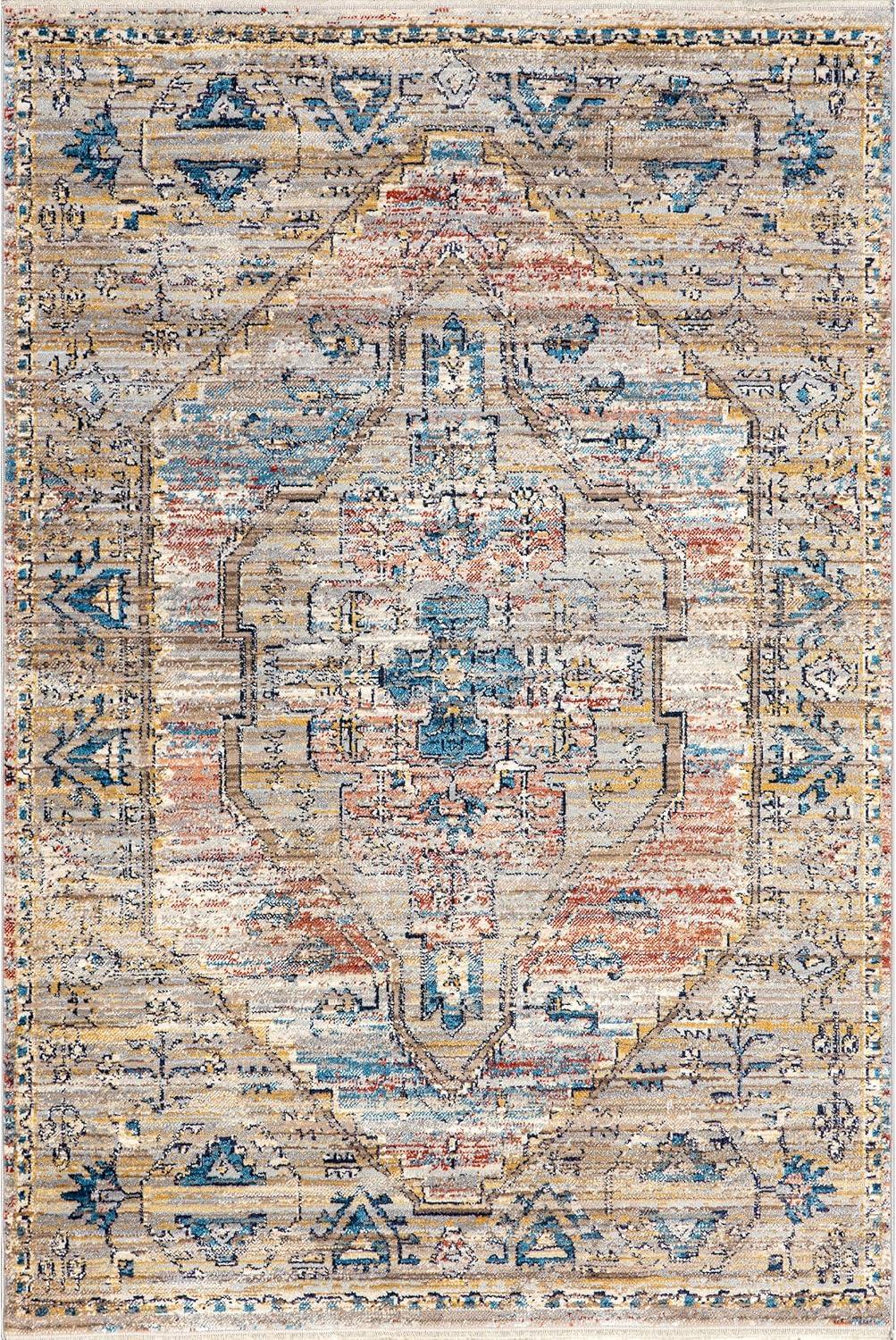 Nuloom Marley Medallion 2x10 Runner Indoor Area Rug for Living Room Bedroom Dining Room Entryway Hallway Kitchen, Blue/Beige