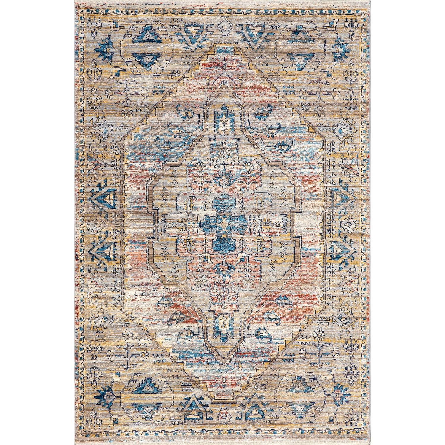 Nuloom Marley Medallion 2x10 Runner Indoor Area Rug for Living Room Bedroom Dining Room Entryway Hallway Kitchen, Blue/Beige