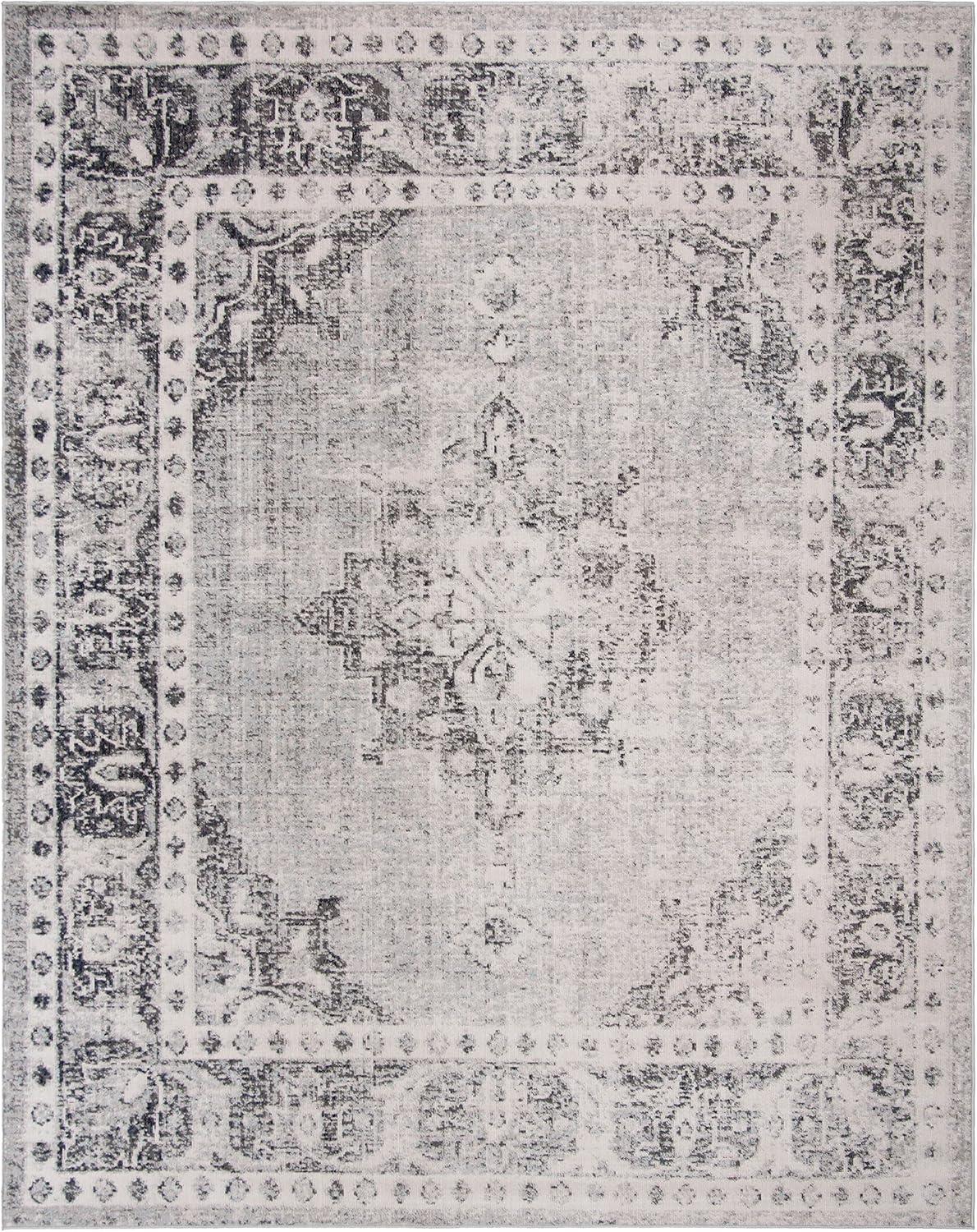 Gray Medallion 8' x 10' Easy-Care Synthetic Area Rug