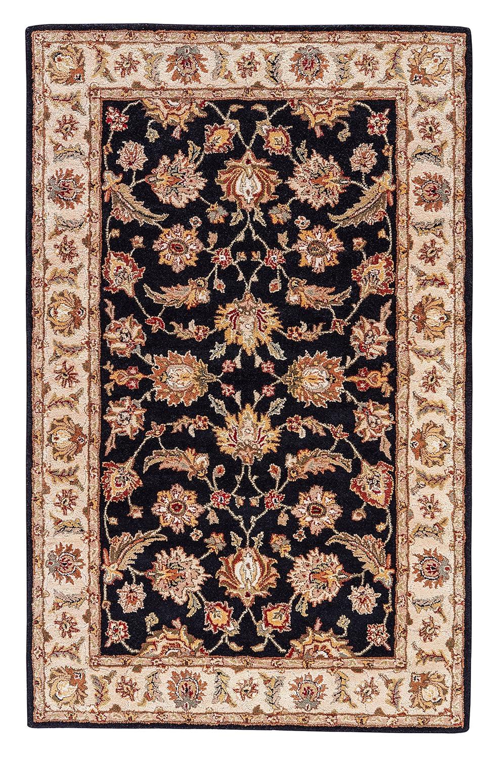 Selene Black and Beige Hand-Tufted Wool Rug 2'6" x 4'