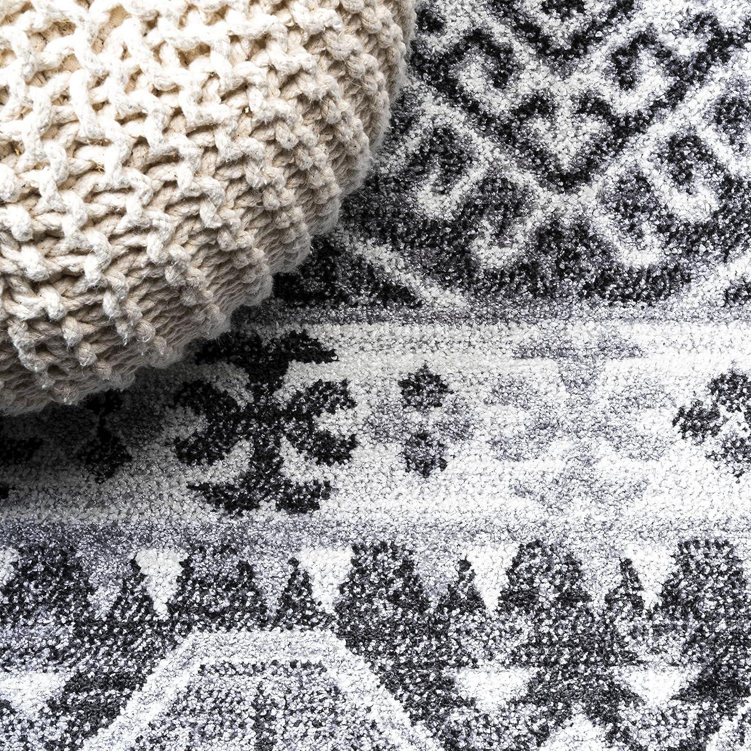 JONATHAN Y MOH500A-5 Sura Modern Kilim Geometric Gray/Anthracite 5 ft. x 8 ft. Area Rug, Bohemian Vintage, Pet Friendly, Stain Resistant, Easy to Clean, for Living Room; Kitchen, Bedroom