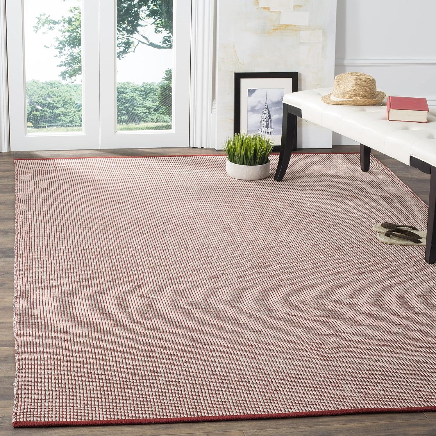 Montauk Red and Ivory 6' x 9' Handwoven Cotton Area Rug