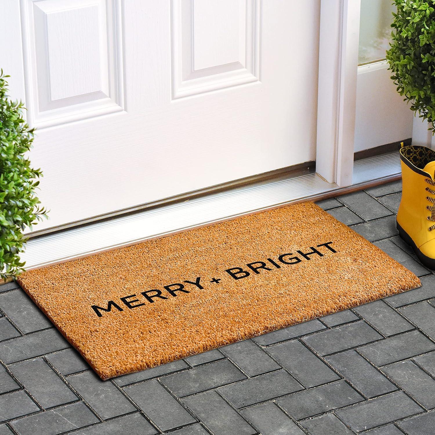 Merry & Bright Coir Christmas Doormat 24" x 48"