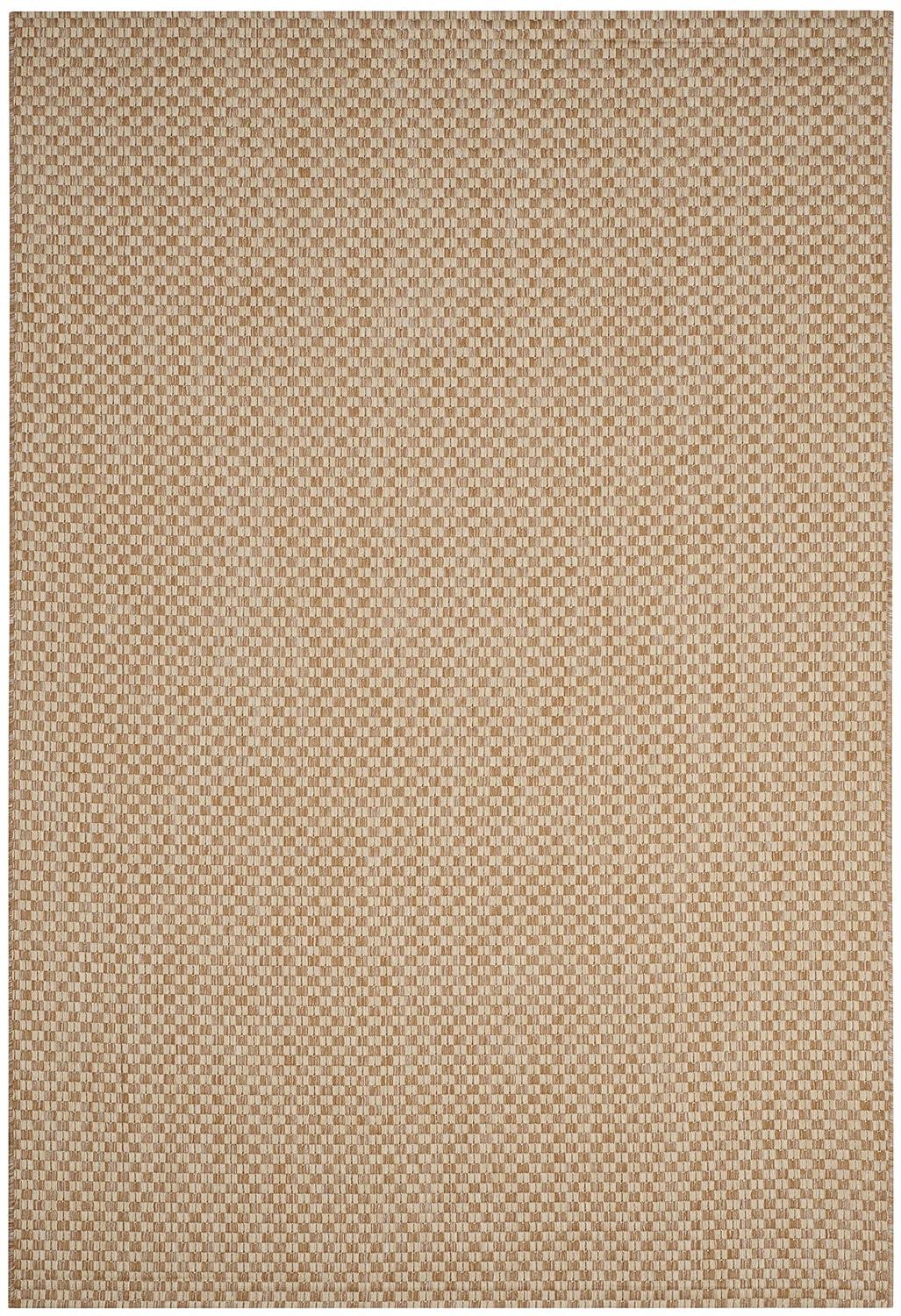 SAFAVIEH Courtyard Blair Checkered Indoor/Outdoor Area Rug, Natural/Cream, 4' x 5'7"