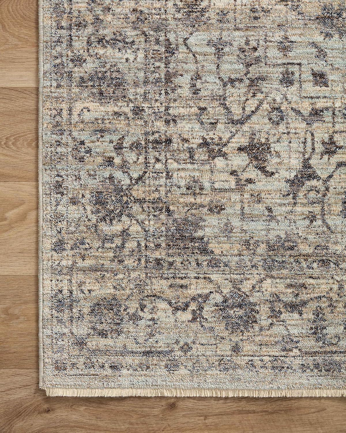 Sorrento Oriental Machine Made Power Loom Polyester Area Rug in Mist/Charcoal