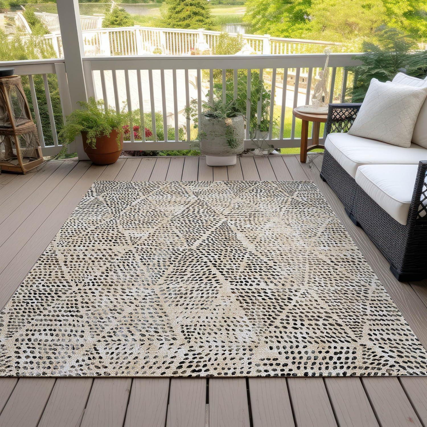 Addison Rugs Chantille Indoor/Outdoor Transitional Diamond Beige Washable Rectangle Rug, 10' x 14'