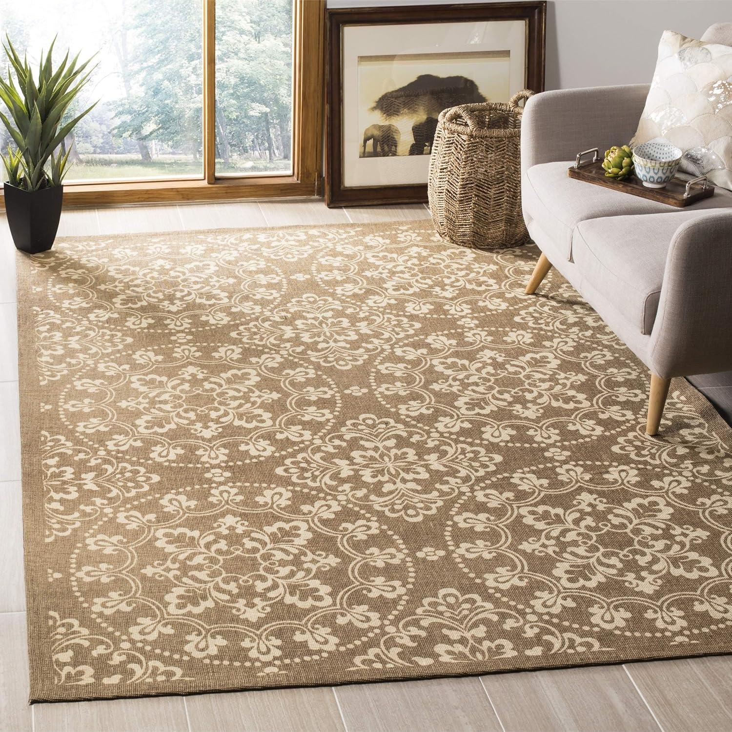 Handmade Taupe and Natural Wool-Cotton 6' Square Rug