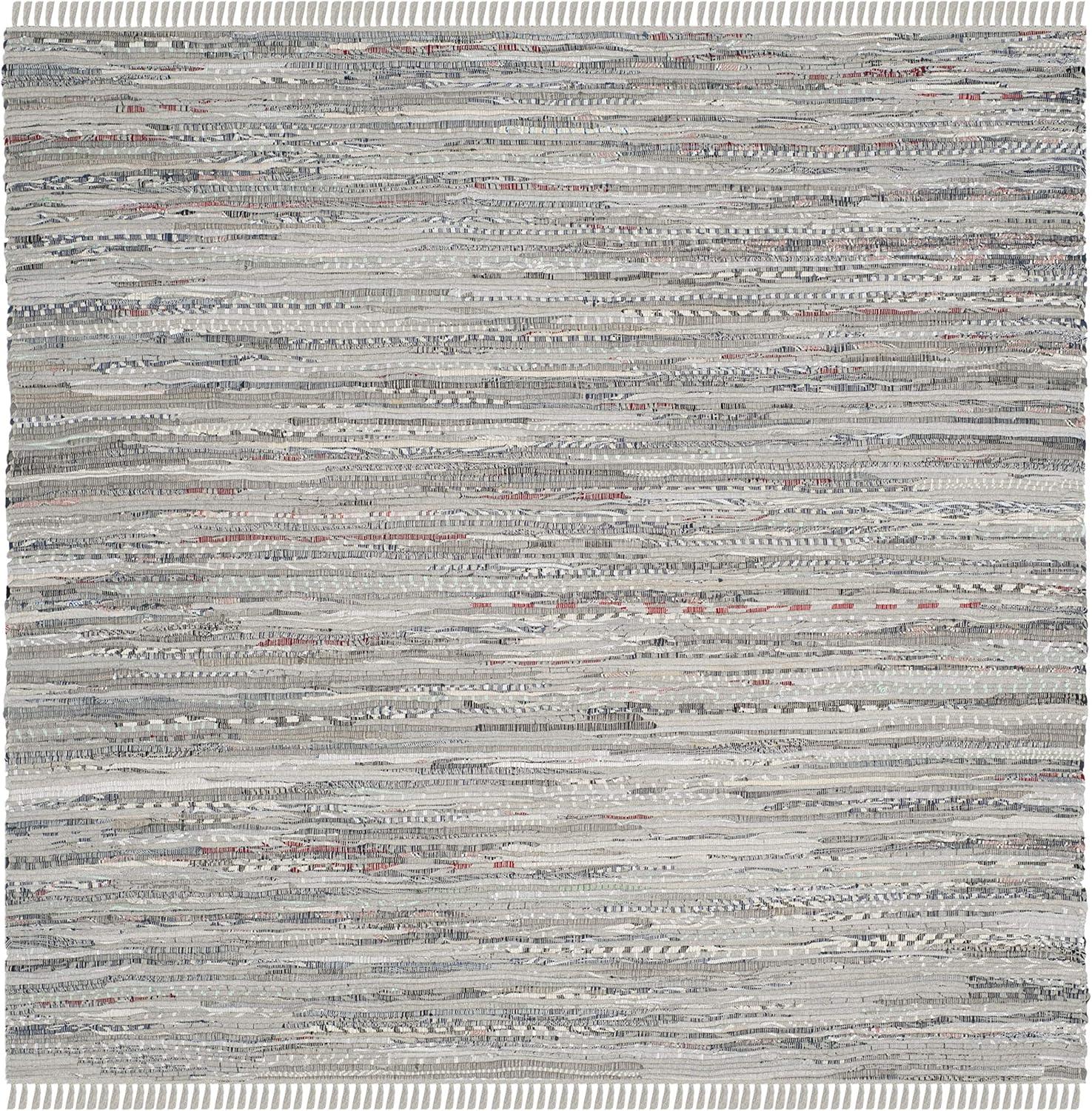 Rag Area Rug RAR121 Hand Woven Area Rug - Grey - 9'x9' - Safavieh.