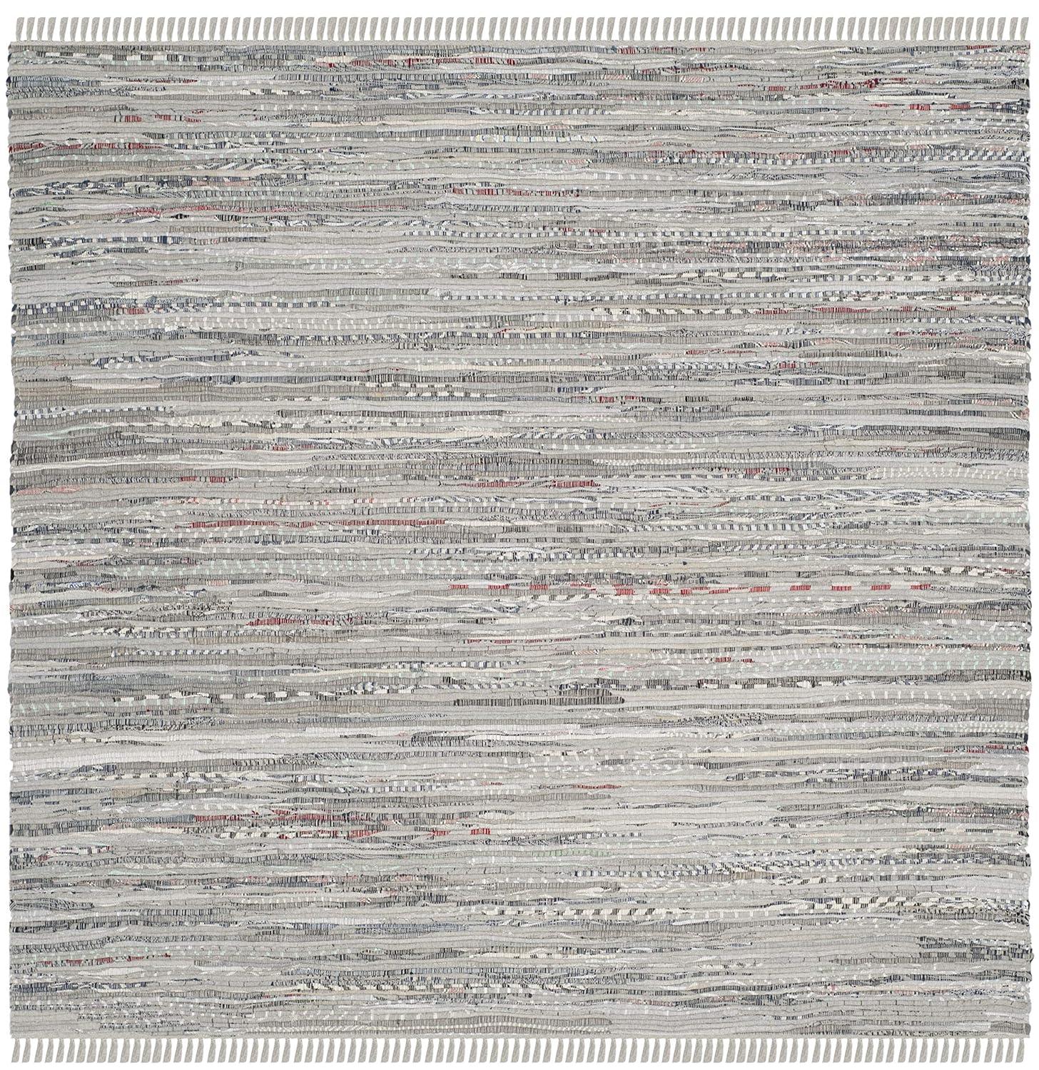 Rag Rug RAR121 Hand Woven Indoor Area Rug - 9'x9' - Grey - Safavieh
