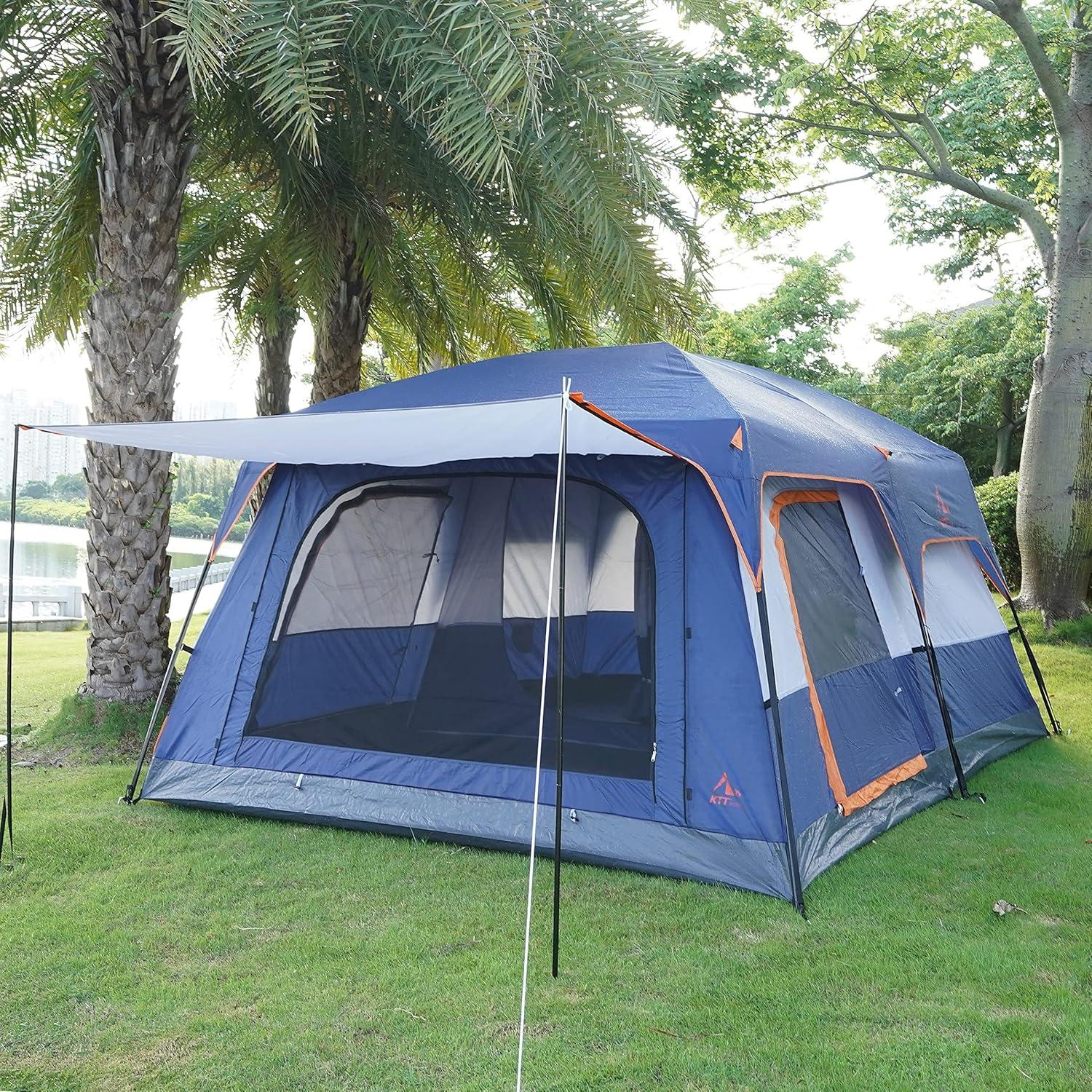 Dark Blue 12-Person Two-Room Three-Season Cabin Tent