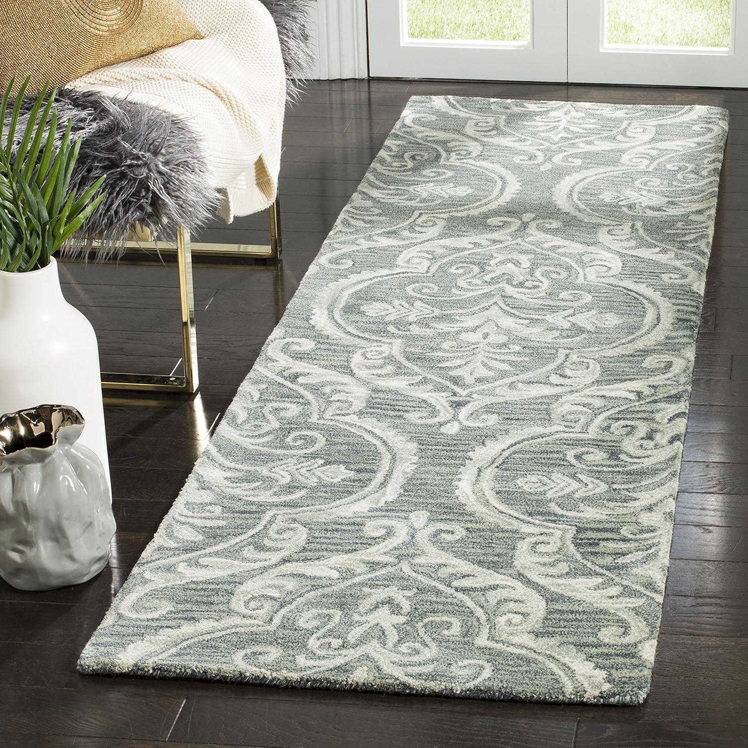 Blossom BLM603 Hand Tufted Runner Rug - Blue/Sage - 2'3"x8' - Safavieh.