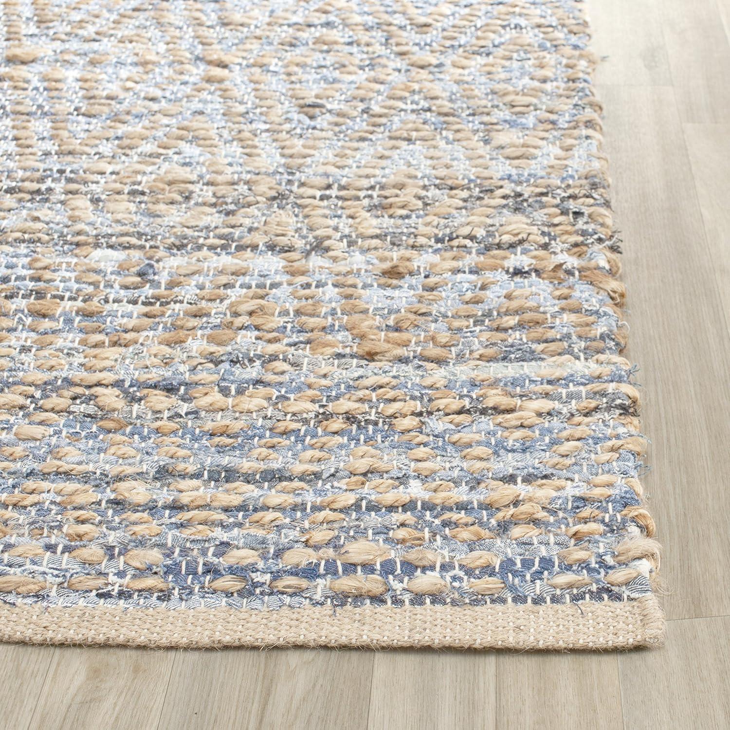 Cape Cod CAP351 Woven Indoor Area Rug - Natural/Blue - 10'x14' - Safavieh