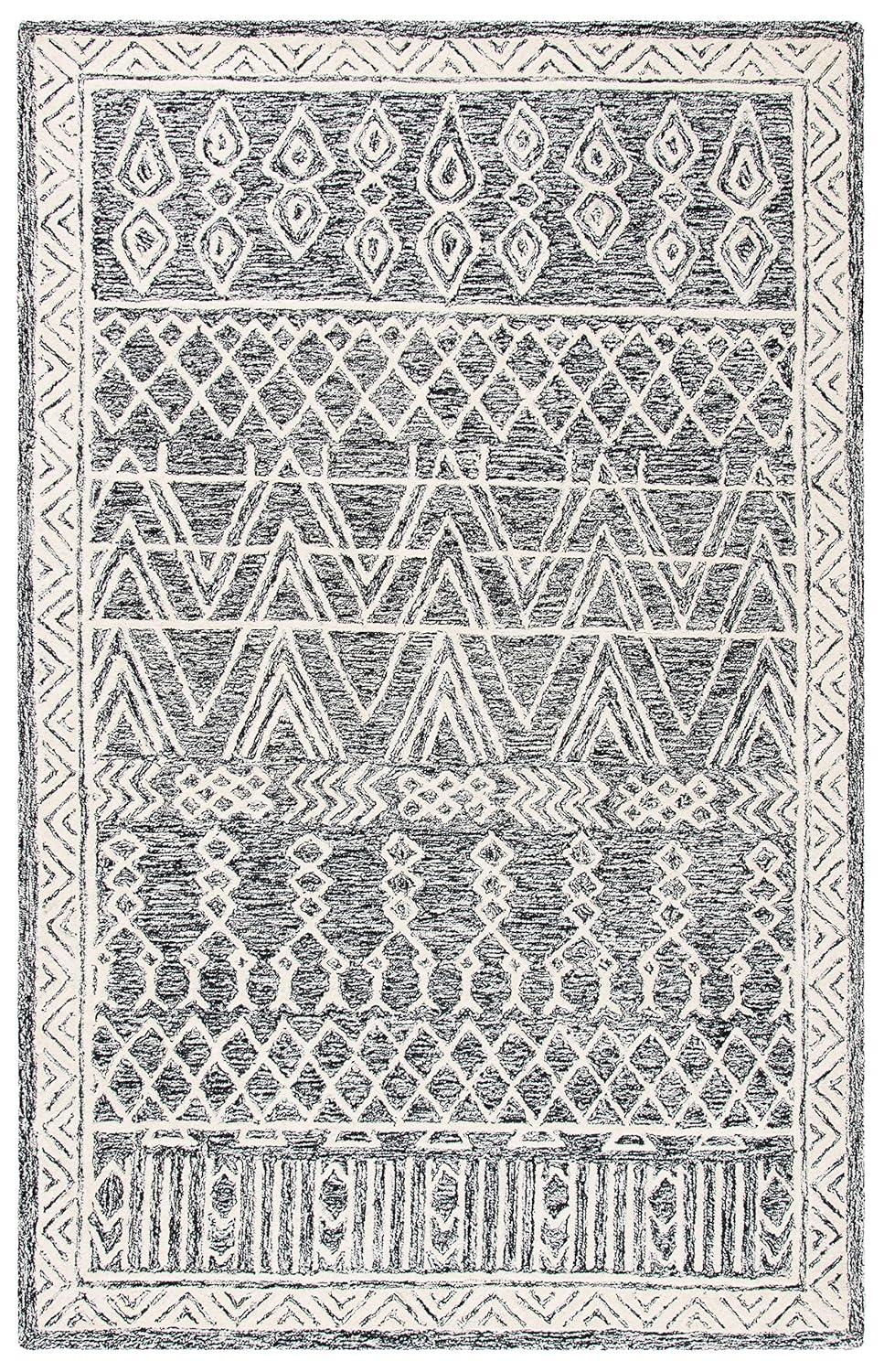 Abstract ABT558 Hand Tufted Area Rug - Ivory/Black - 4' X 6' - Safavieh.