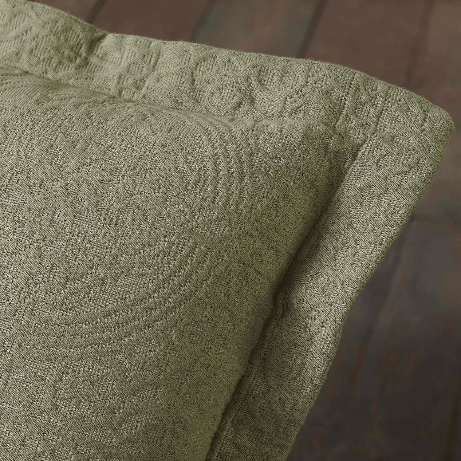 Superior Jacquard Matelasse Cotton Bedspread Set of 3 Pieces, Twin, Sage