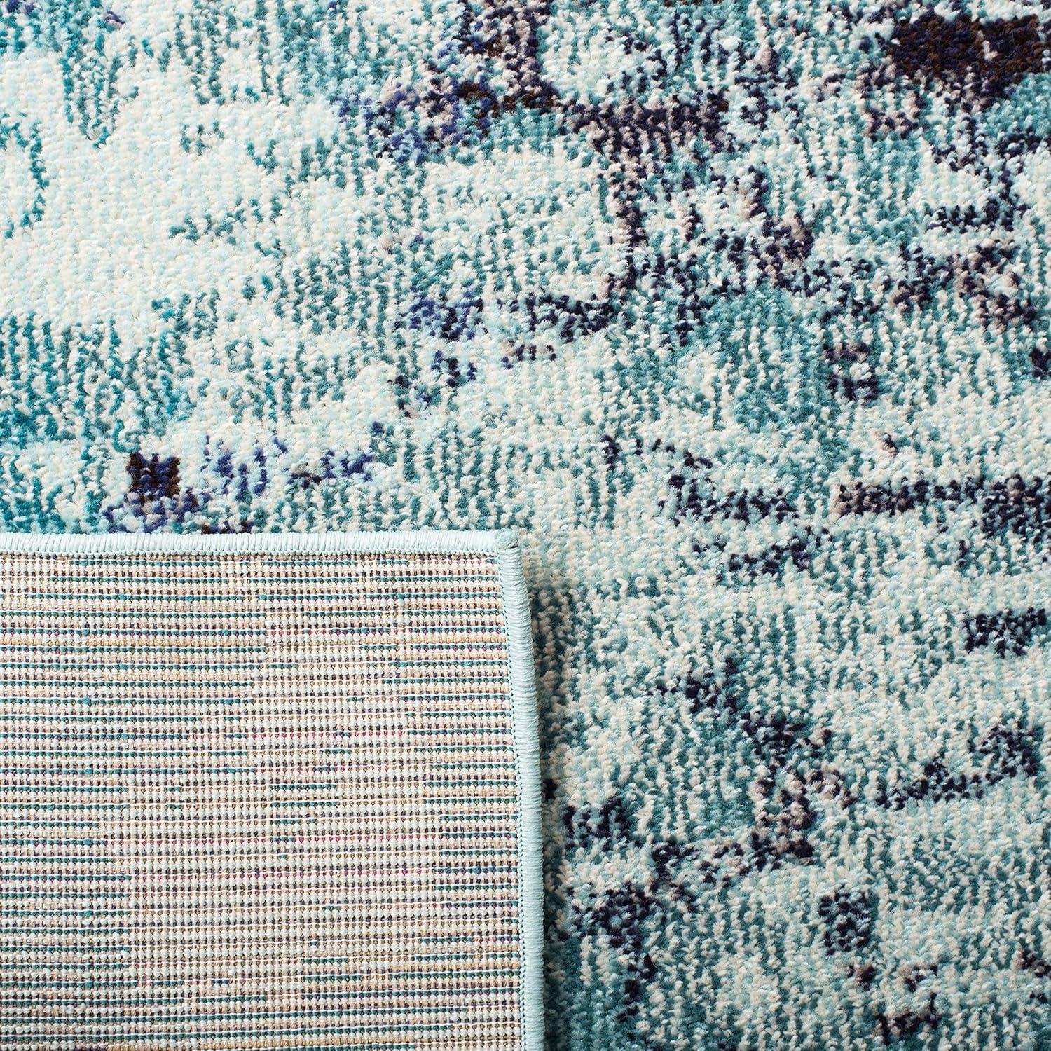 Madison MAD425 Power Loomed Indoor Runner Rug - Turquoise/Navy - 2'2"x16' - Safavieh