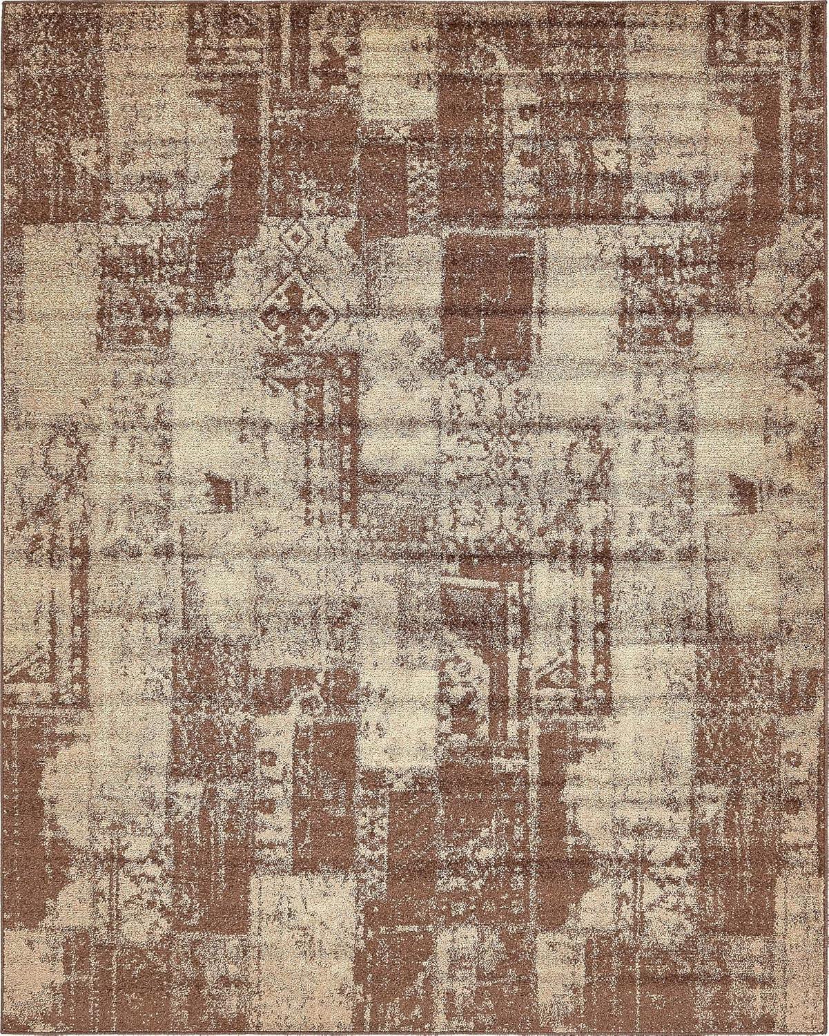 Harvest Time Charm Brown 8' x 10' Easy-Care Synthetic Rug