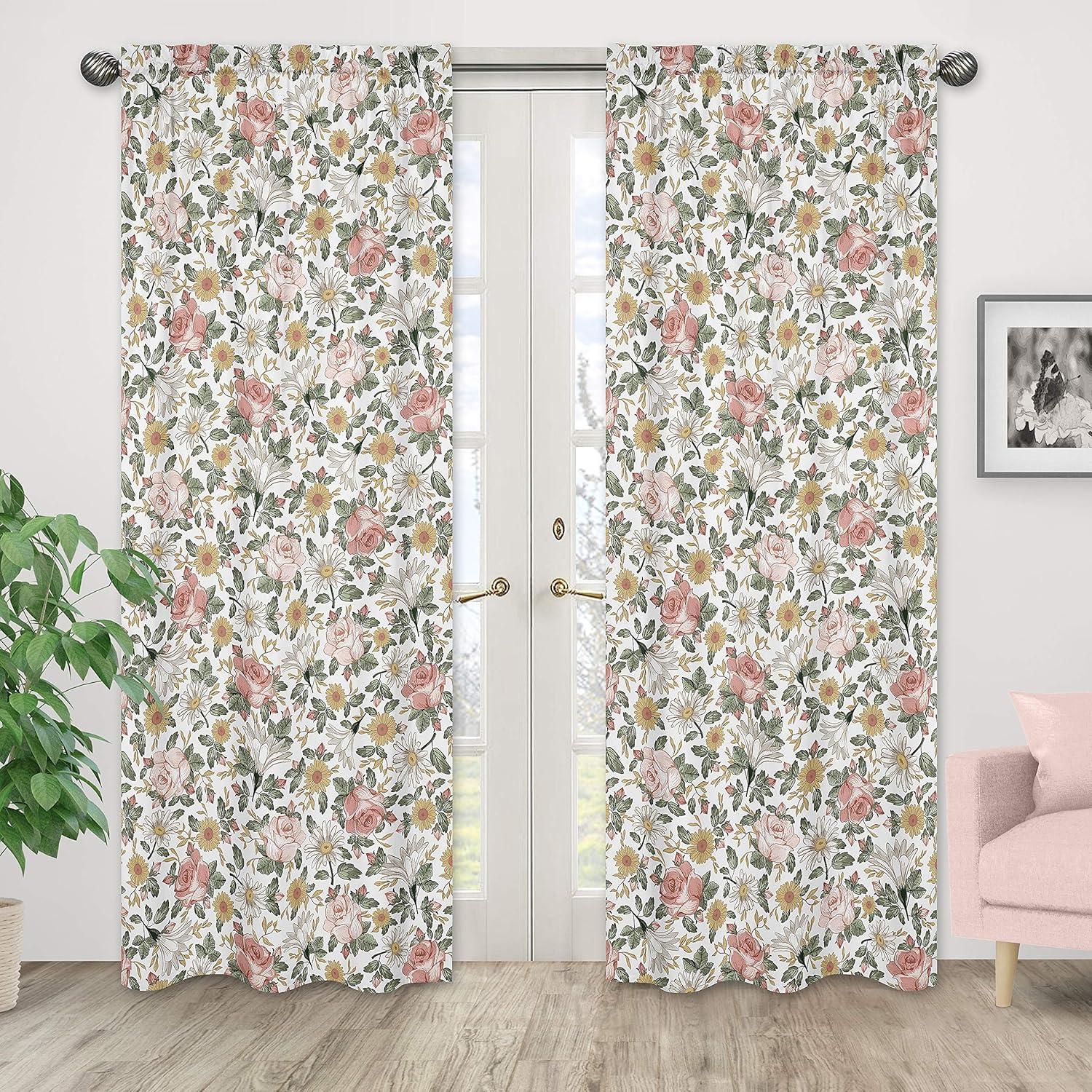 Sweet Jojo Designs Vintage Floral Semi-Sheer Rod Pocket Curtain Panels (Set of 2)