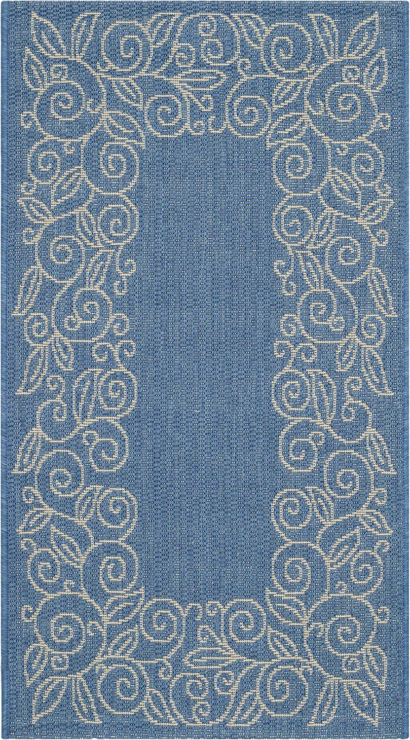 Courtyard CY5139 Power Loomed Indoor and Outdoor Accent Rug - Blue/Beige - 2'x3'7" - Safavieh