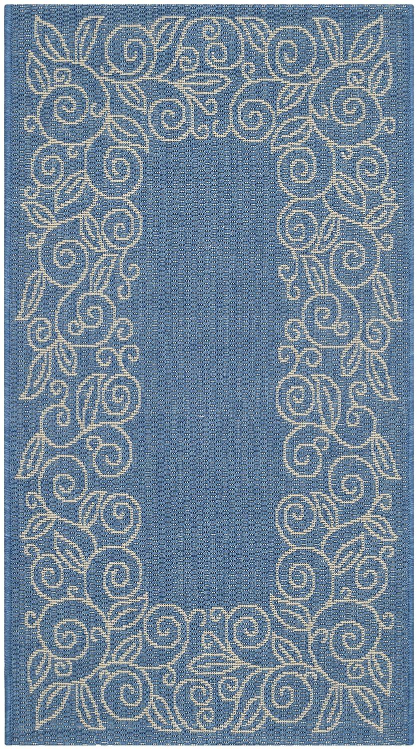 Courtyard CY5139 Power Loomed Indoor and Outdoor Accent Rug - Blue/Beige - 2'x3'7" - Safavieh