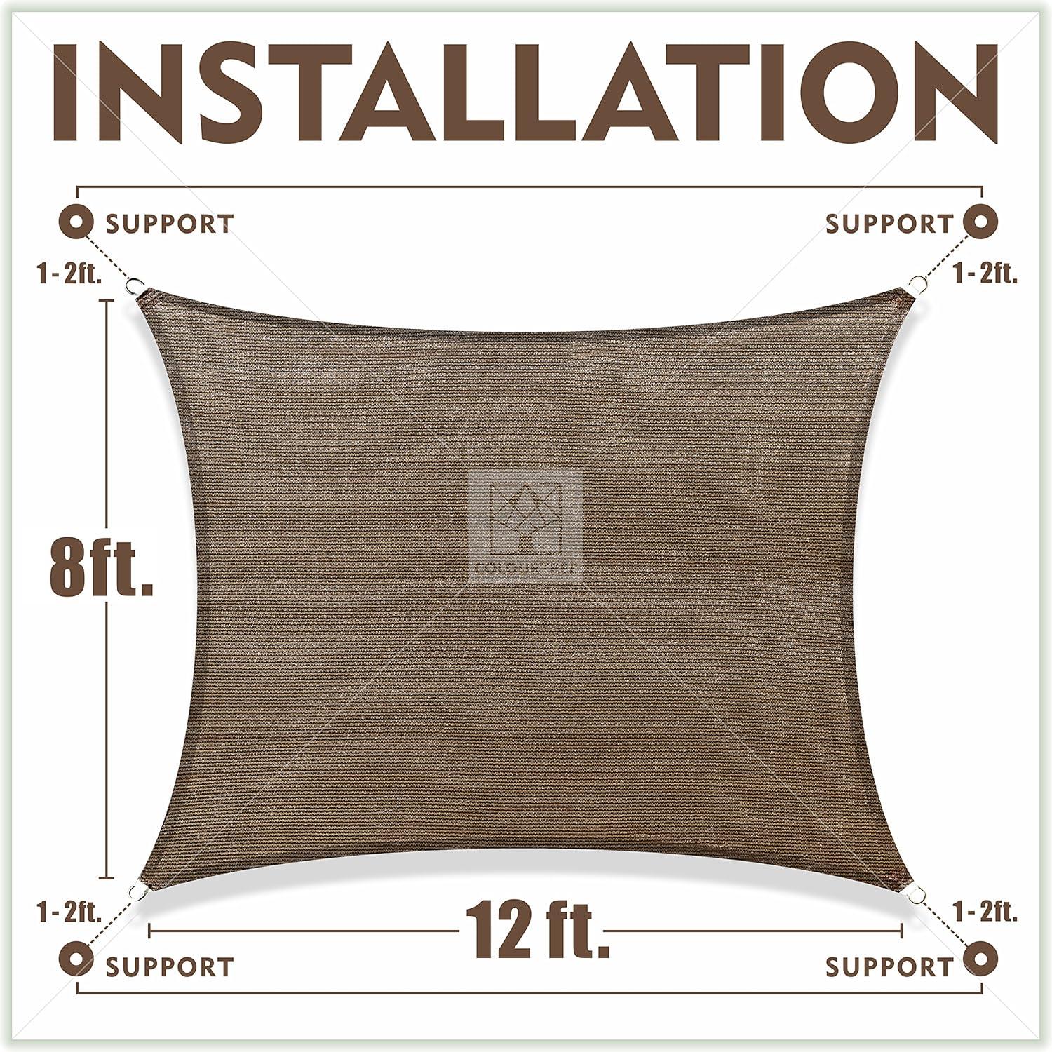 ColourTree Colourtree Sun Shade Sail Rectangle Canopy Fabric Cloth Screen, Water Permeable & UV Block UPF50