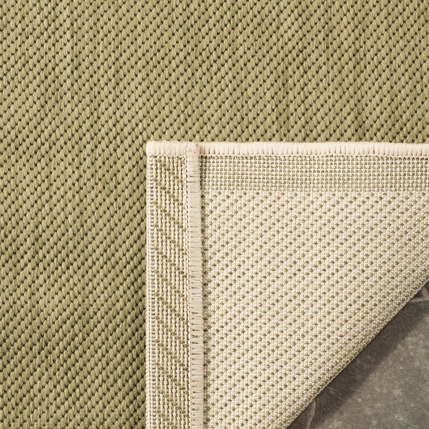 SAFAVIEH Courtyard Becky Geometric Indoor/Outdoor Area Rug, Green/Beige, 6'7" x 6'7" Square