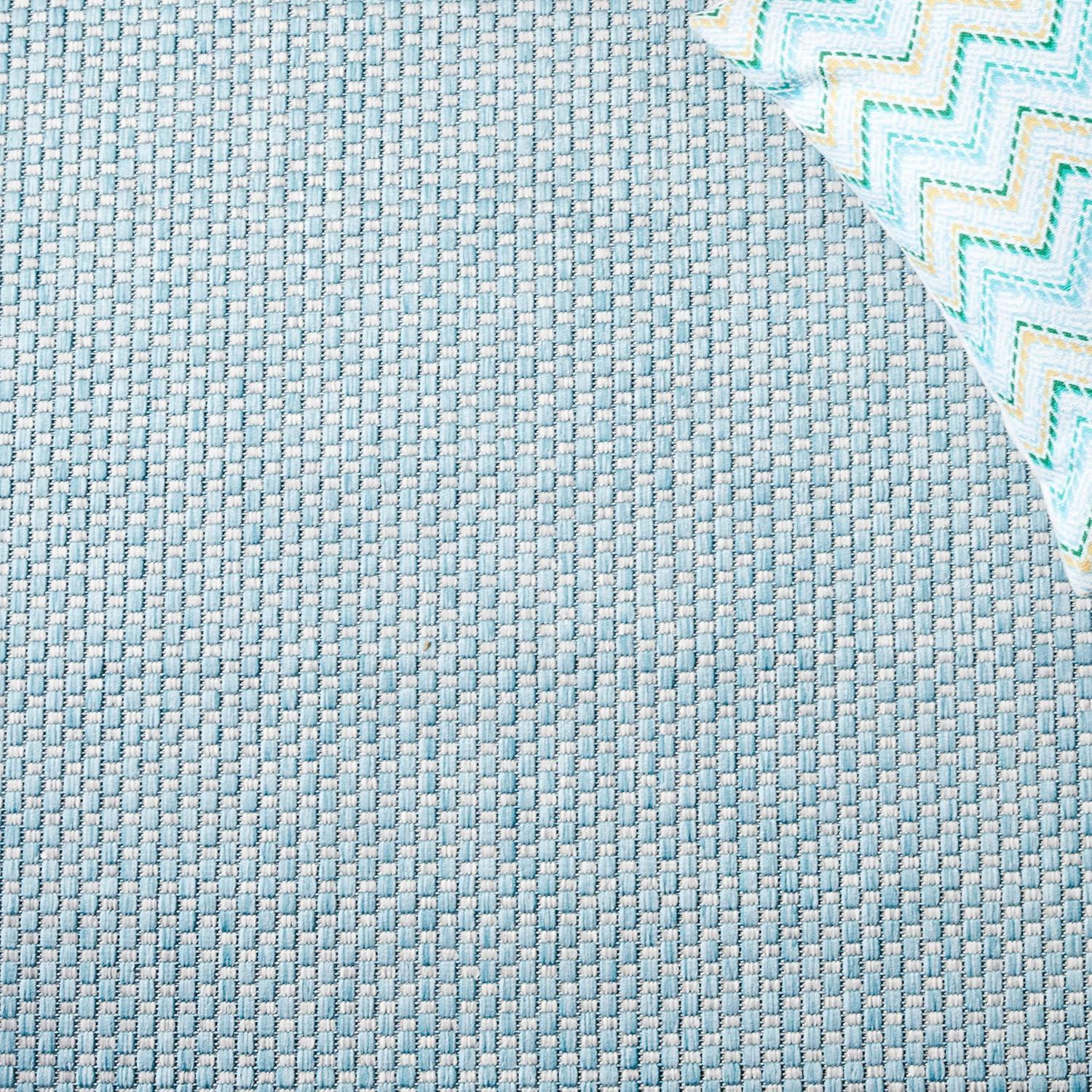 Courtyard CY8521 Power Loomed Indoor/Outdoor Runner Rug - Aqua/Grey - 2'3"x12' - Safavieh.