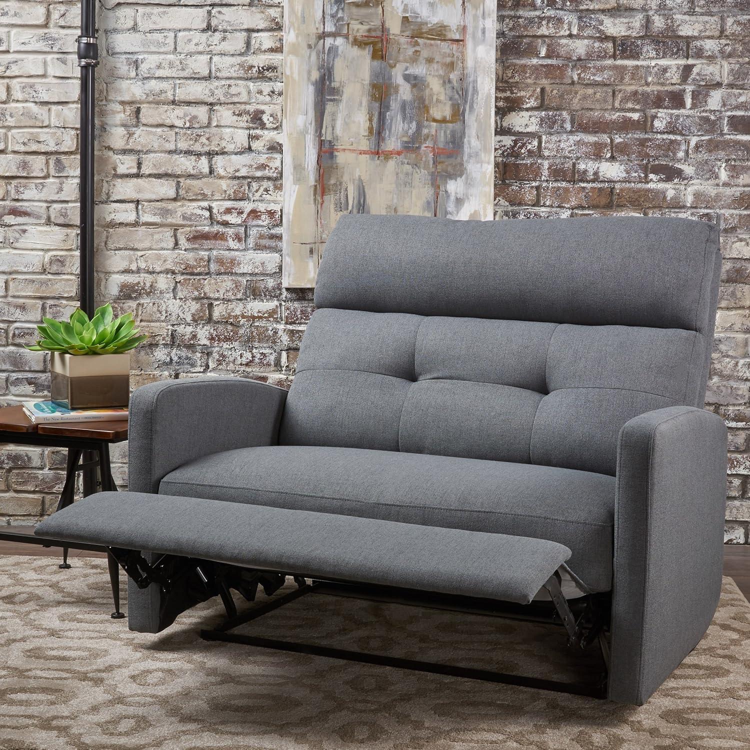Halima 2-Seater Recliner - Charcoal - Christopher Knight Home: Precision Mechanism, Polyester Upholstery