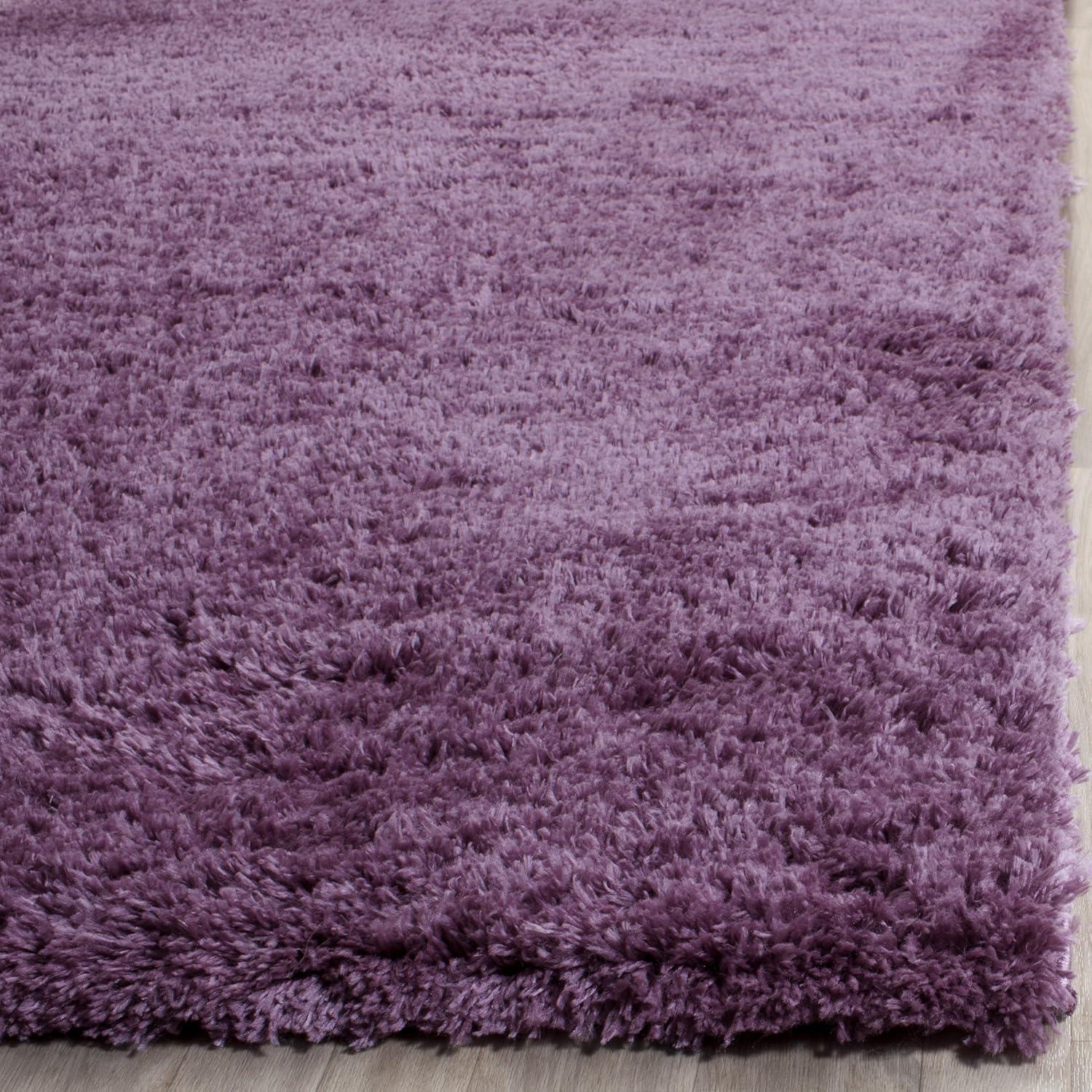 Purple Rectangular Shag Synthetic Area Rug 3' x 5'