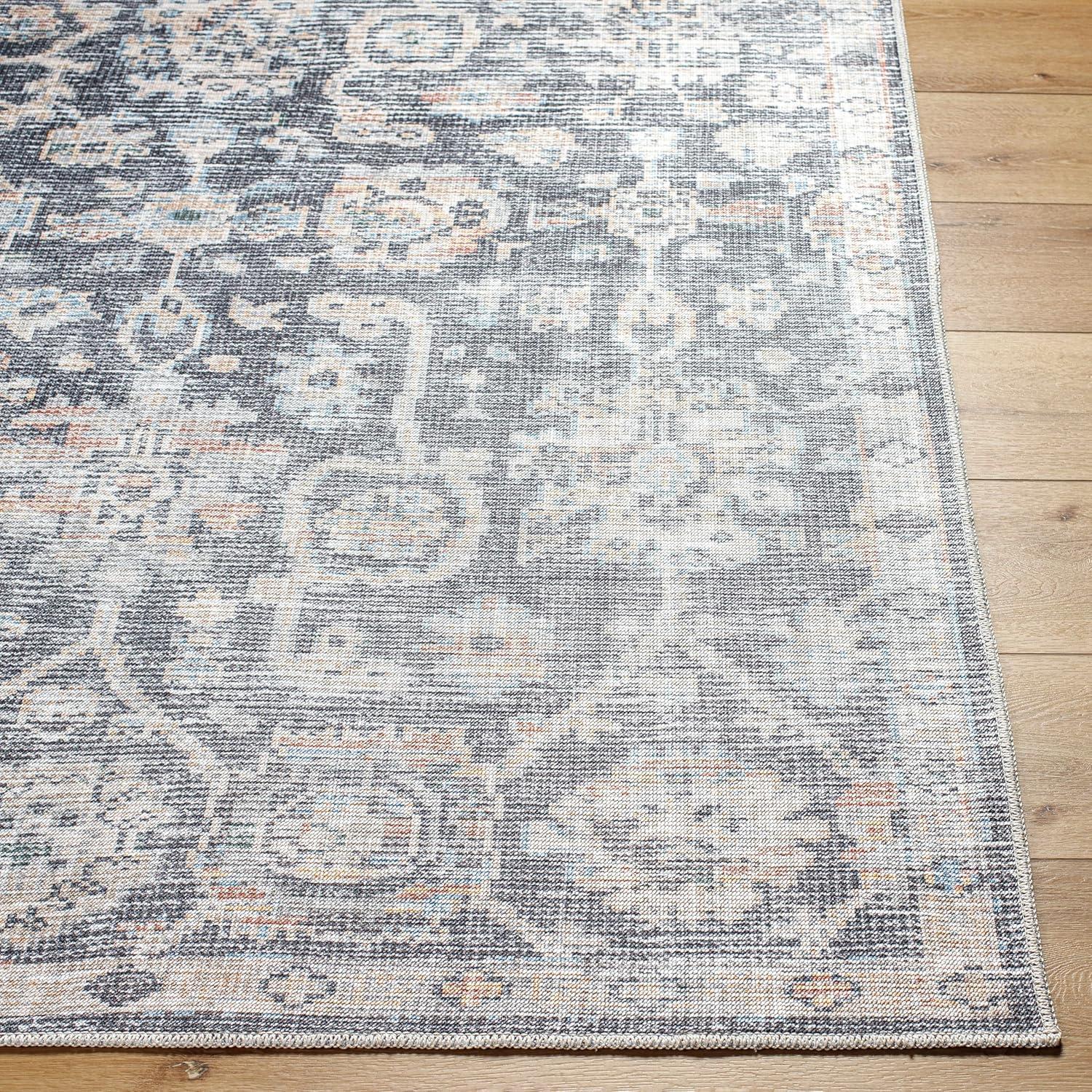 Livabliss x Vivir Eleni Vintage Washable Area Rug, 2' x 2'11", Dusty Blue, (2' x 3')