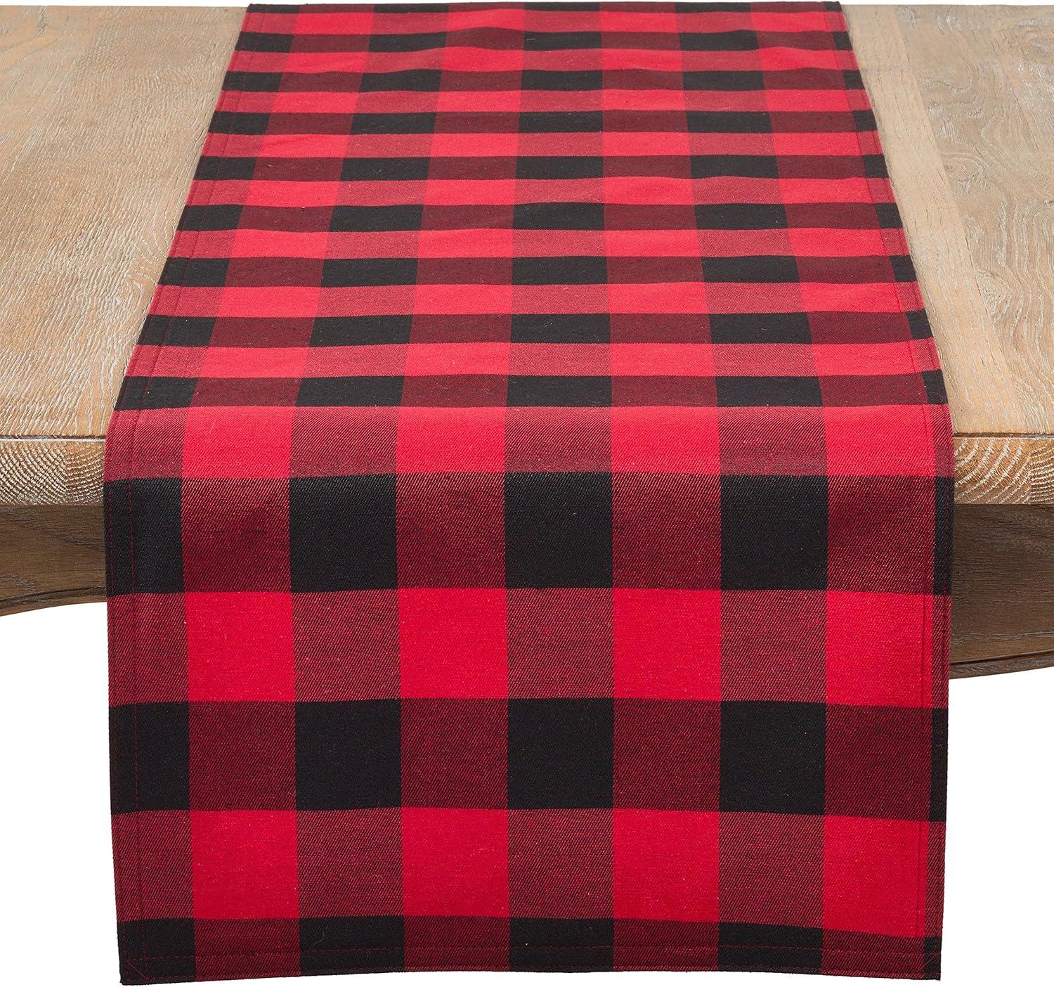 Red and Black Cotton-Poly Buffalo Plaid Table Runner