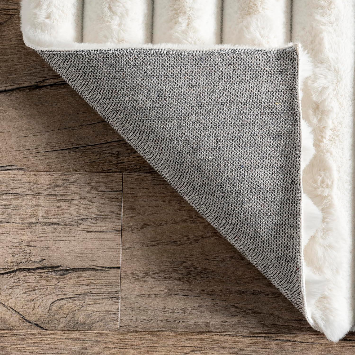 nuLOOM 5' x 8' Cozy Plush SuperiorWash Area Rug, Machine Washable, Non-Slip, Soft Fluffy Shag Carpet for Living Room Bedroom Nursery, Kai Off-white