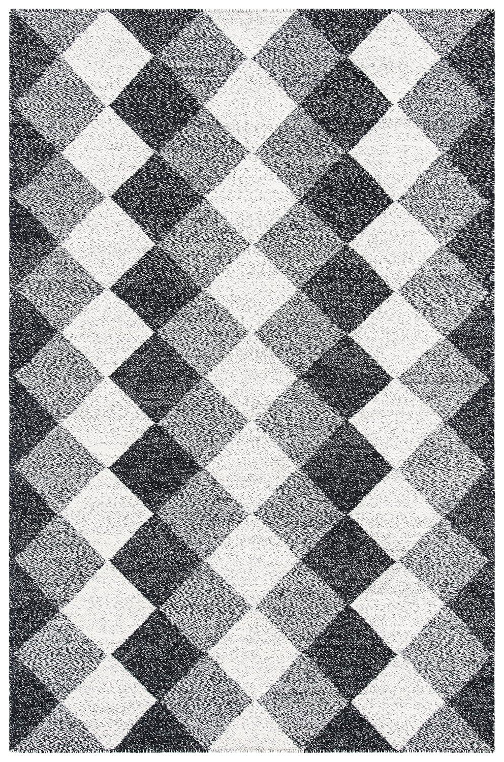 Kilim KLM152 Hand Woven Area Rug - Black/Ivory - 4'x6' - Safavieh.