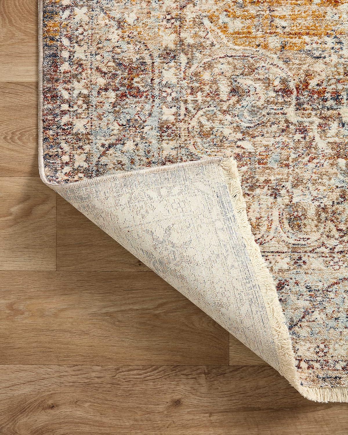 Sorrento Oriental Machine Made Power Loom Polyester Area Rug in Natural