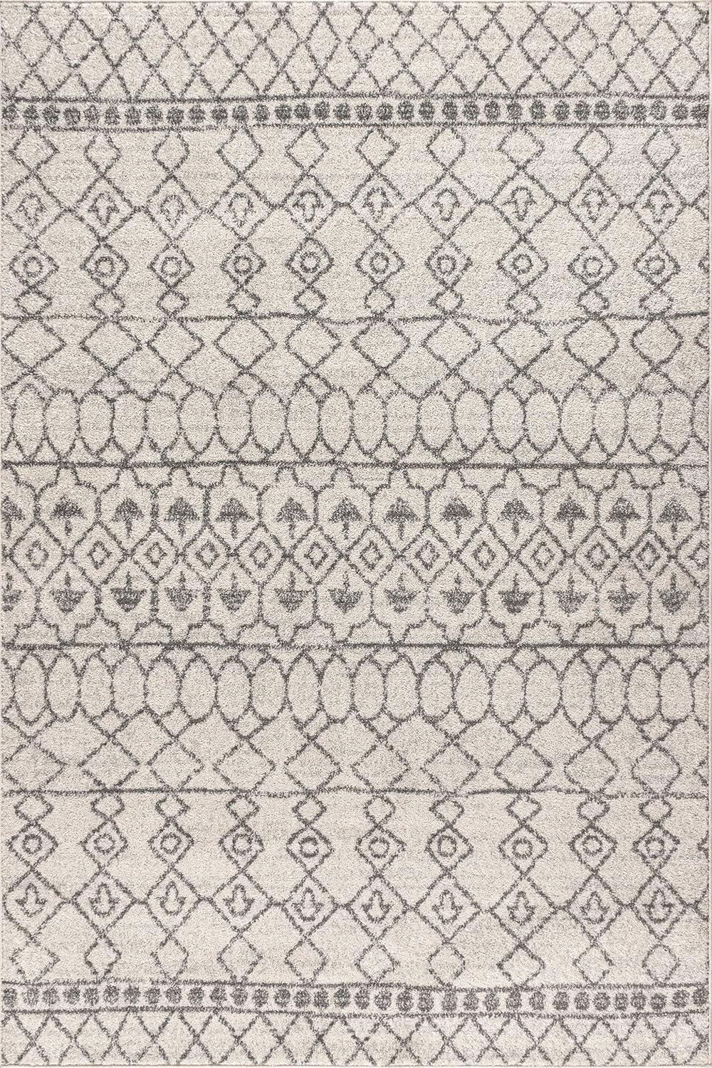 5'x8' Izil Moroccan Beni Souk Area Rug, Cream/Gray - JONATHAN Y