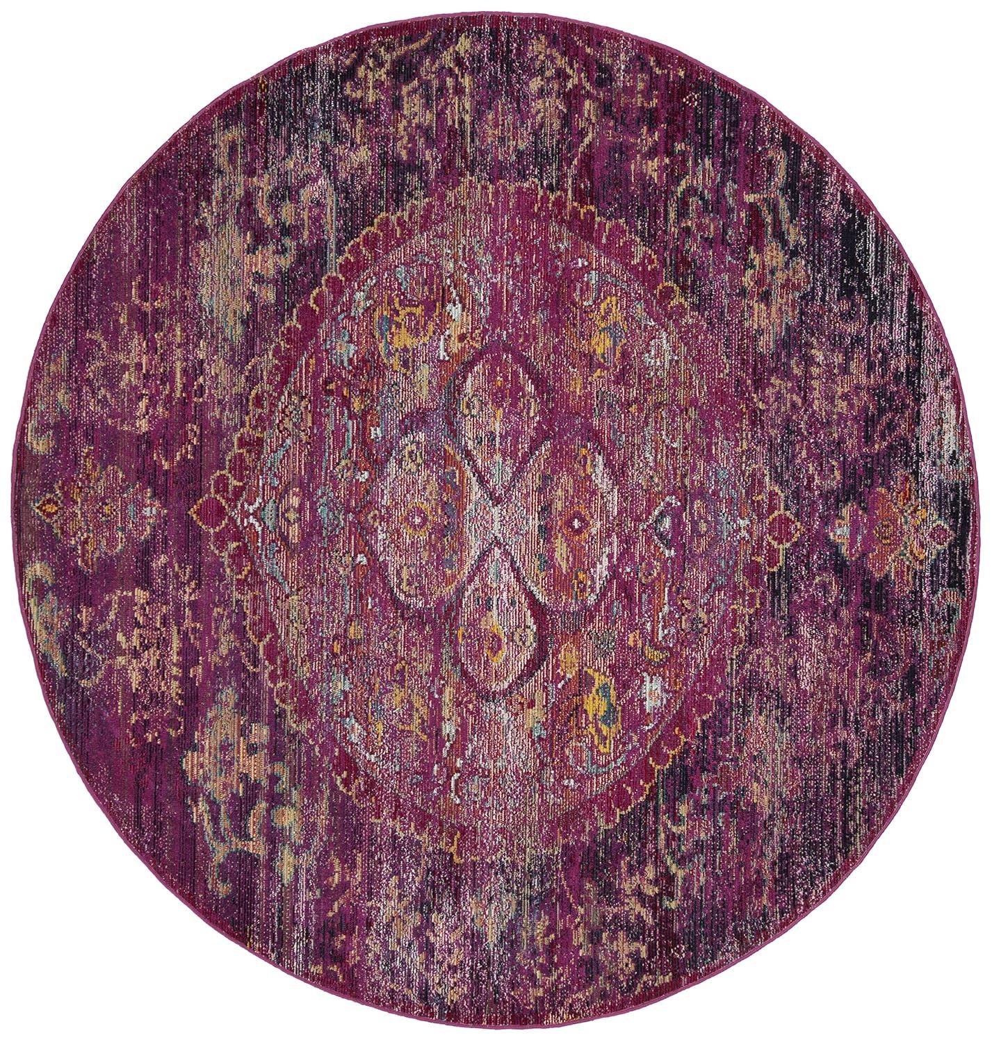 Crystal CRS512 Power Loomed Area Rug - Fuchsia/Purple - 7' Round - Safavieh.
