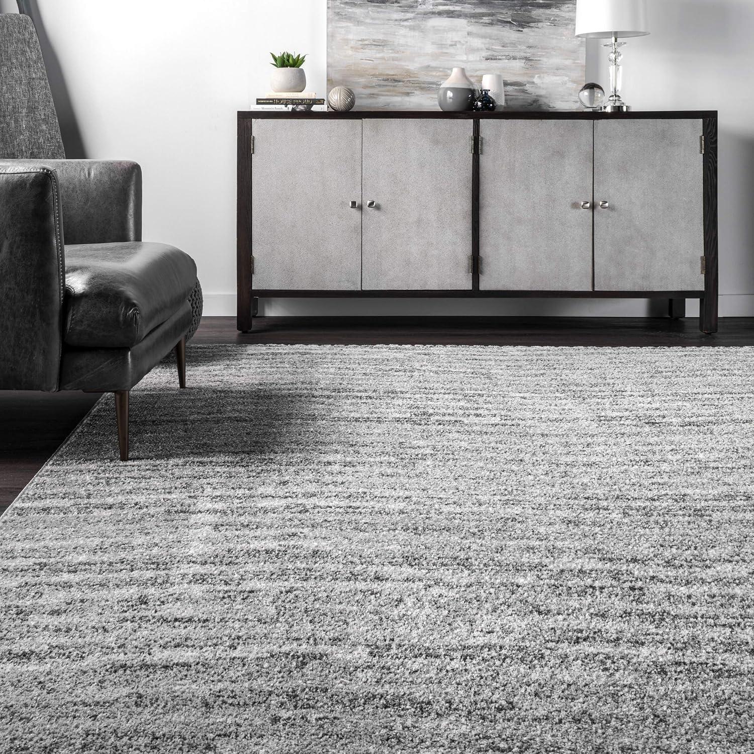 5'x8' Sherill Ripple Modern Abstract Living Room or Bedroom Area Rug Gray - nuLOOM: Stain-Resistant, Low Pile, Indoor Use