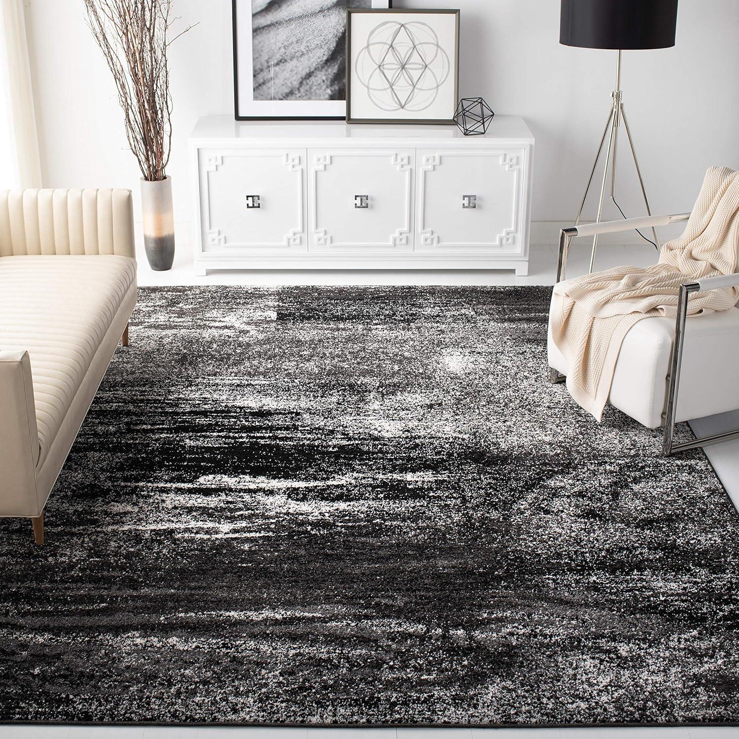 SAFAVIEH Adirondack Rudyard Abstract Area Rug, Silver/Black, 5'1" x 7'6"