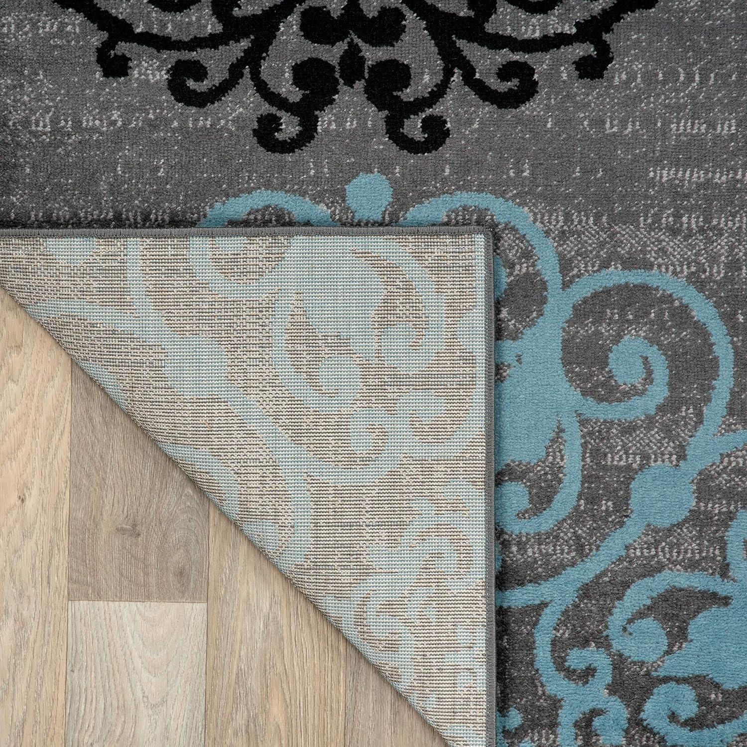 World Rug Gallery Floral Gray 2' x 10' Runner Rug