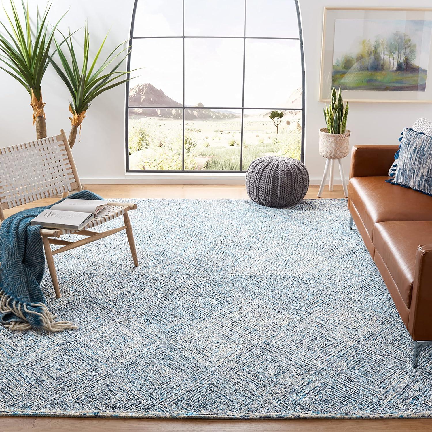 Capri Elegance Hand-Tufted Wool Area Rug in Blue - 3' x 5'